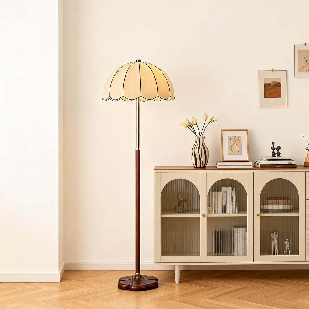 Nuvro Mushroom Floor Lamp | Mid-Century Wood Statement Floor Light