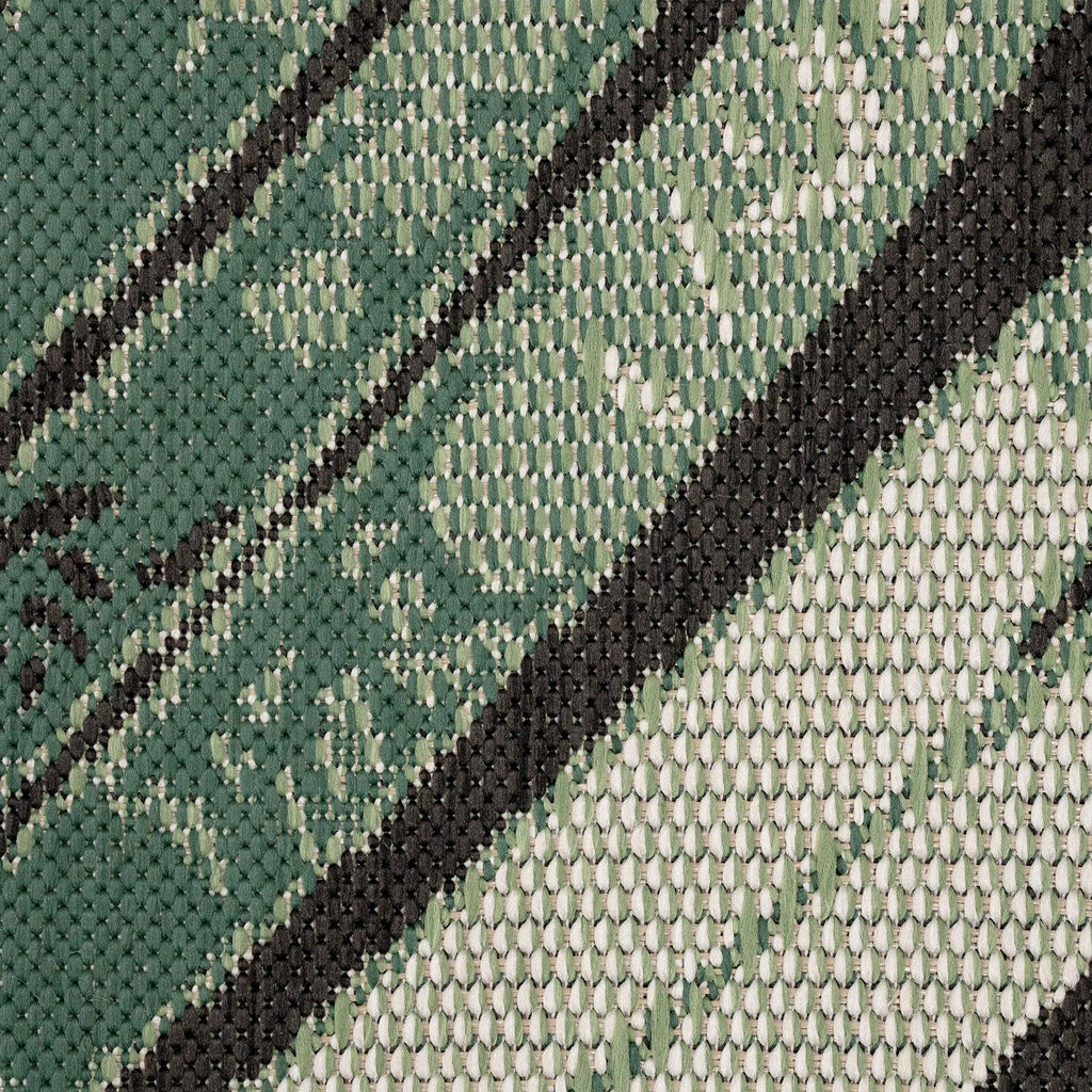 Ostende Palm Leaf Outdoor Rug | Waterproof Black & Green Design