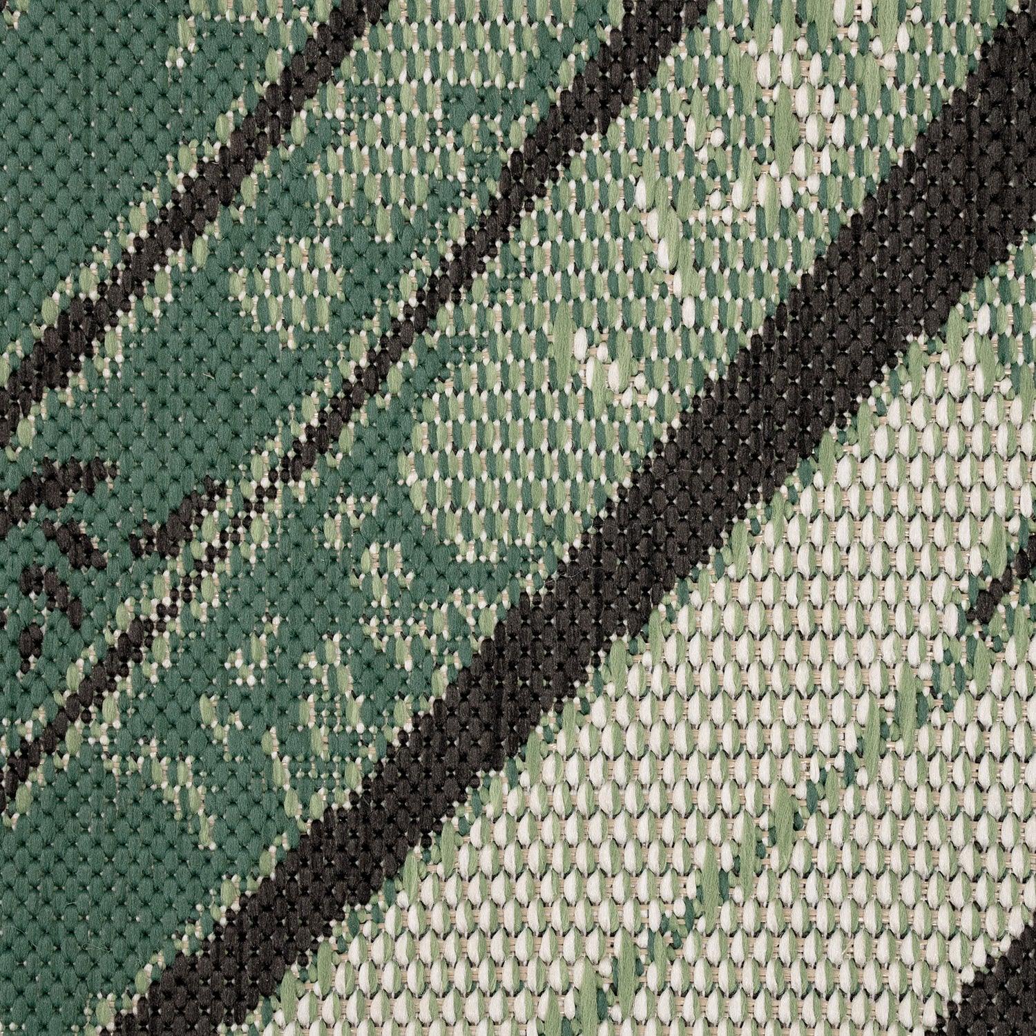 Ostende Palm Leaf Outdoor Rug | Waterproof Black & Green Design