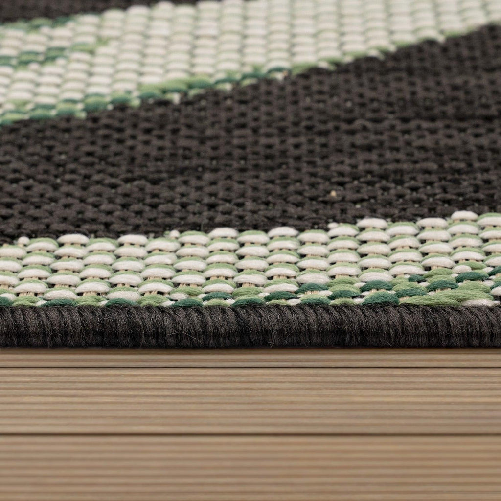 Ostende Palm Leaf Outdoor Rug | Waterproof Black & Green Design