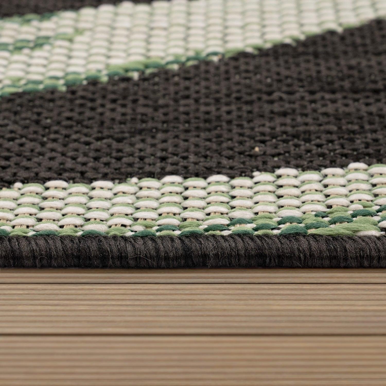 Ostende Palm Leaf Outdoor Rug | Waterproof Black & Green Design