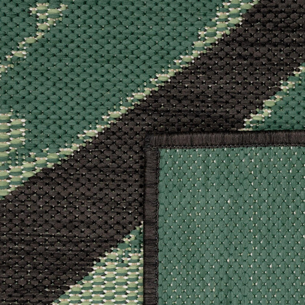 Ostende Palm Leaf Outdoor Rug | Waterproof Black & Green Design