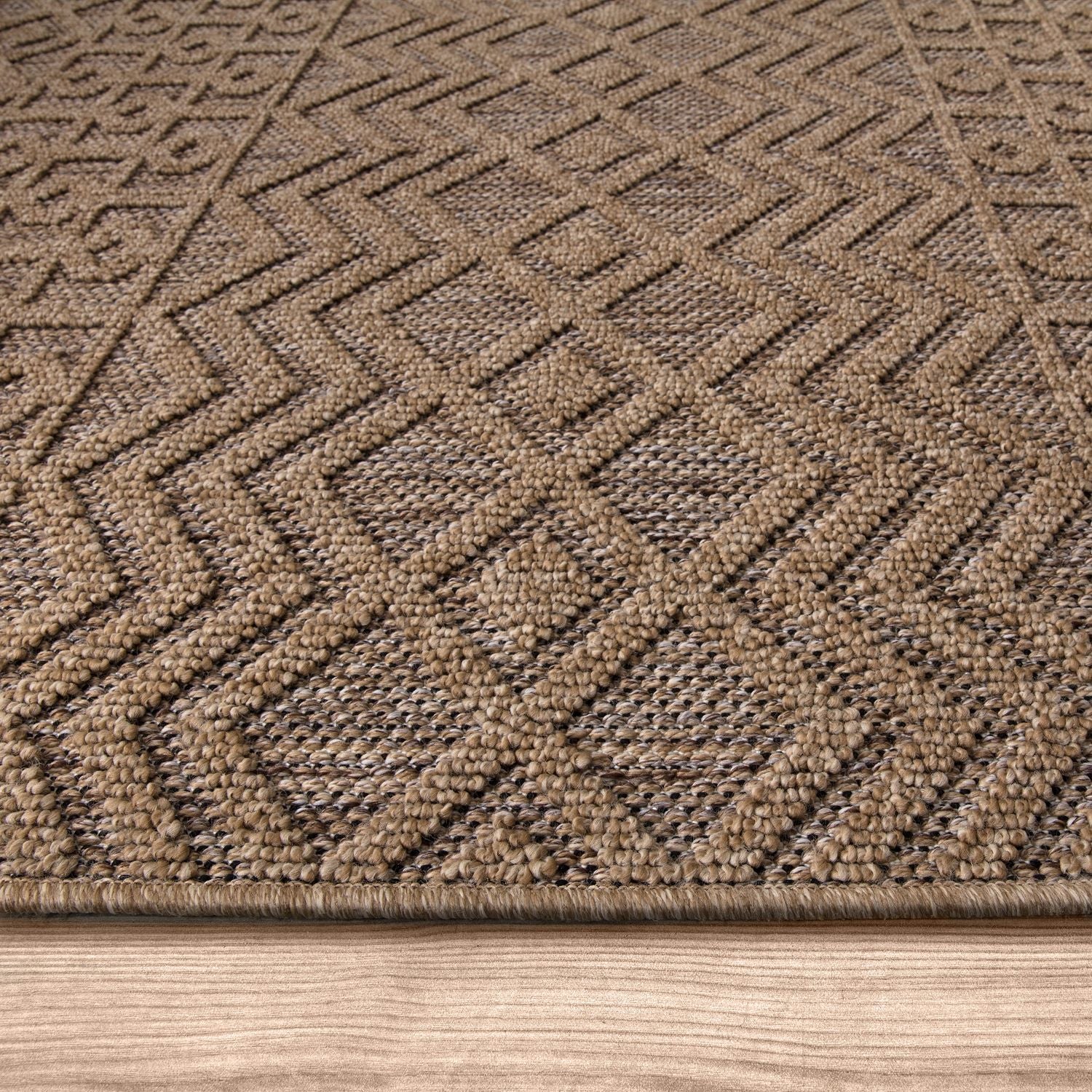 Outdoor Rug Cologne with Bohemian Aztec Pattern in Beige