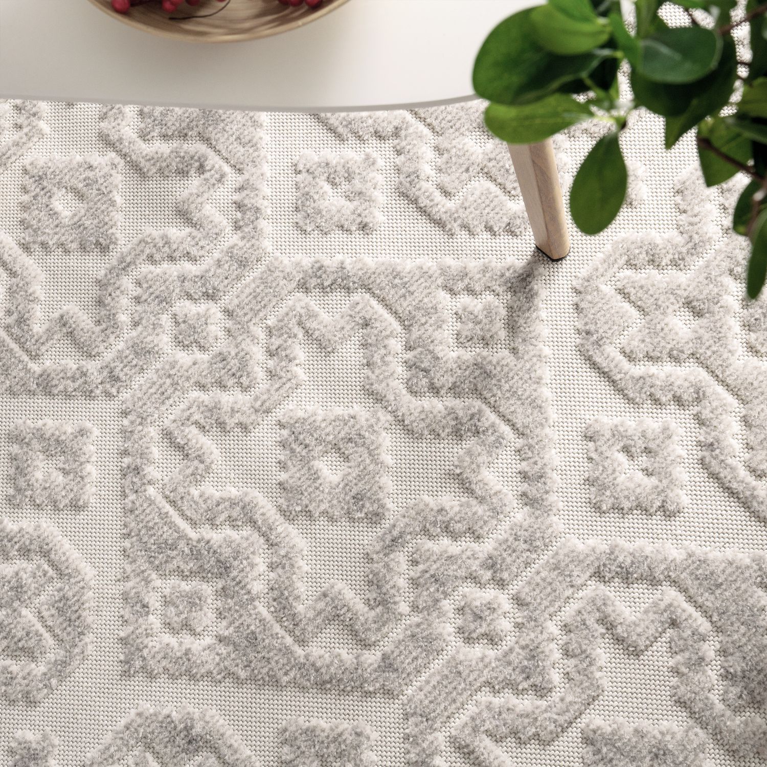 Outdoor Rug Marrakesh High/Low Effect Trellis in Cream