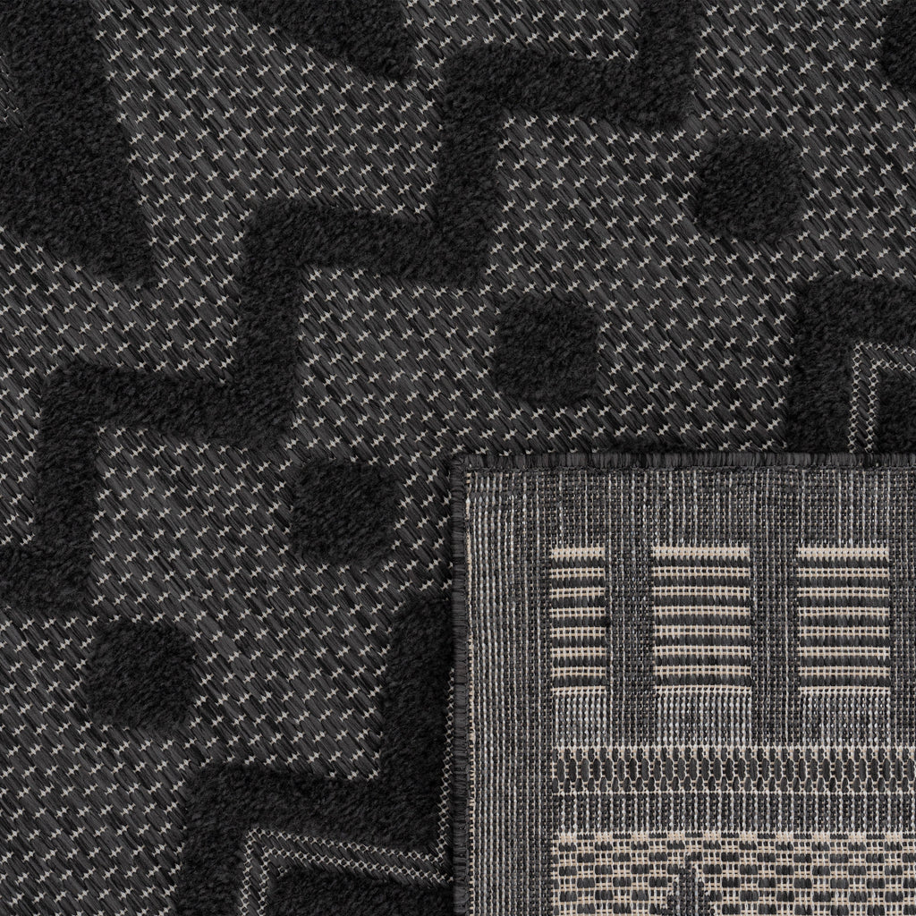 Outdoor Rug Livorno Geometric Trellis Pattern In Anthracite
