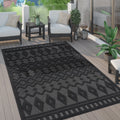 Outdoor Rug Livorno Geometric Trellis Pattern In Anthracite