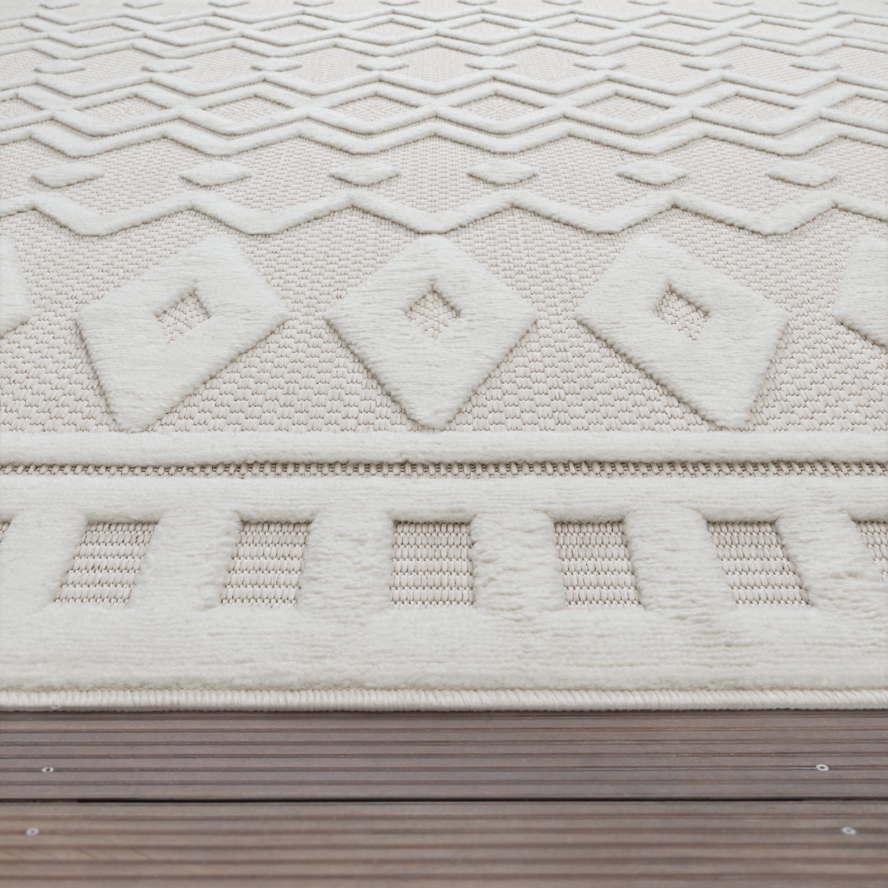 Outdoor Rug Livorno Geometric Trellis Pattern In Cream