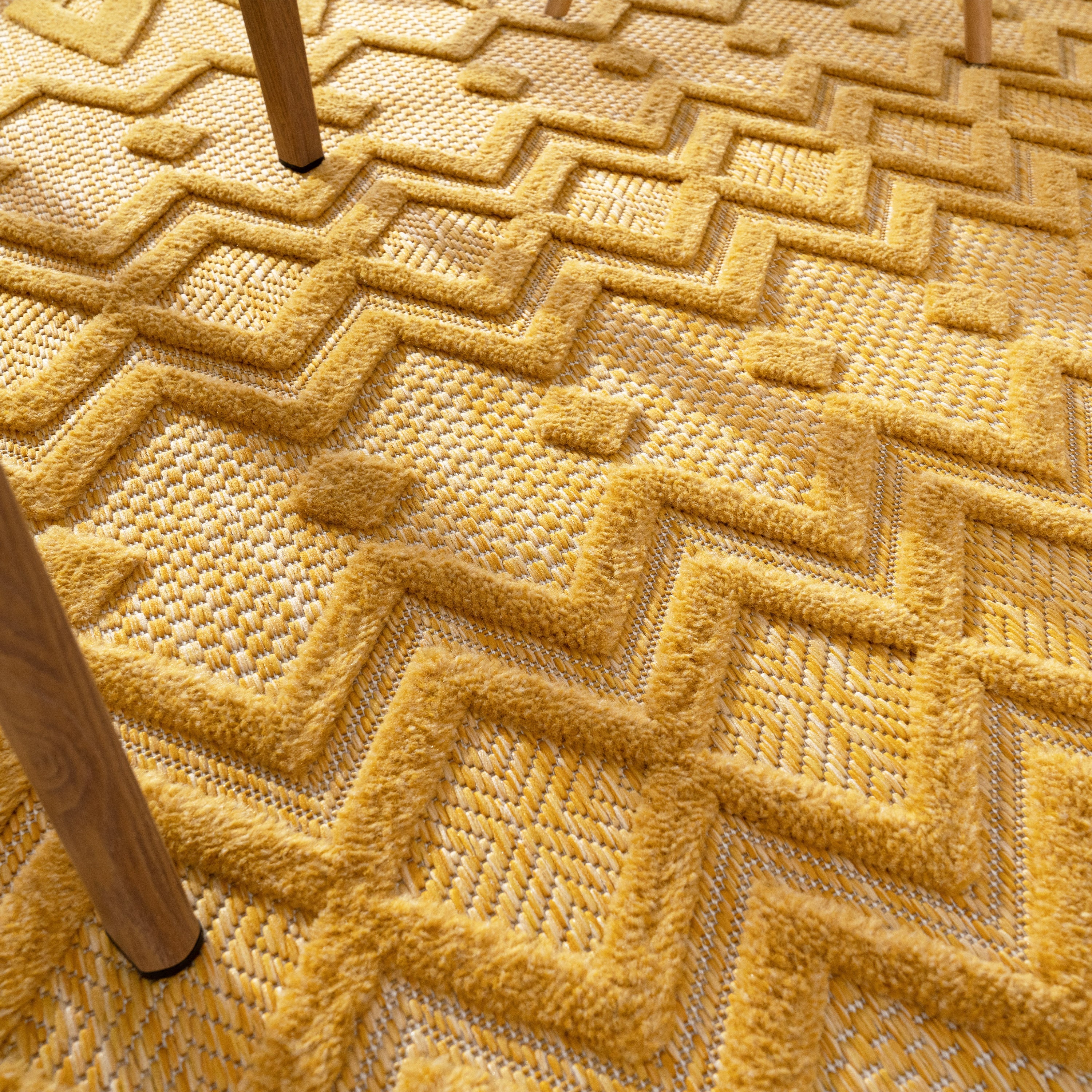 Outdoor Rug Livorno Geometric Trellis Pattern In Yellow