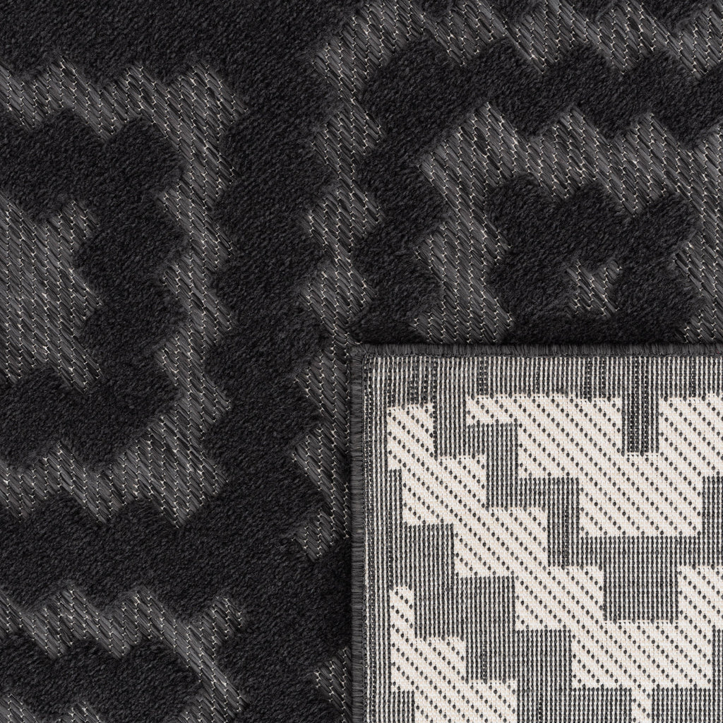 Outdoor Rug Livorno Trellis High-Low Pattern In Anthracite