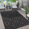 Outdoor Rug Livorno Trellis High-Low Pattern In Anthracite