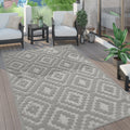 Outdoor Rug Livorno Trellis High-Low Pattern In Grey