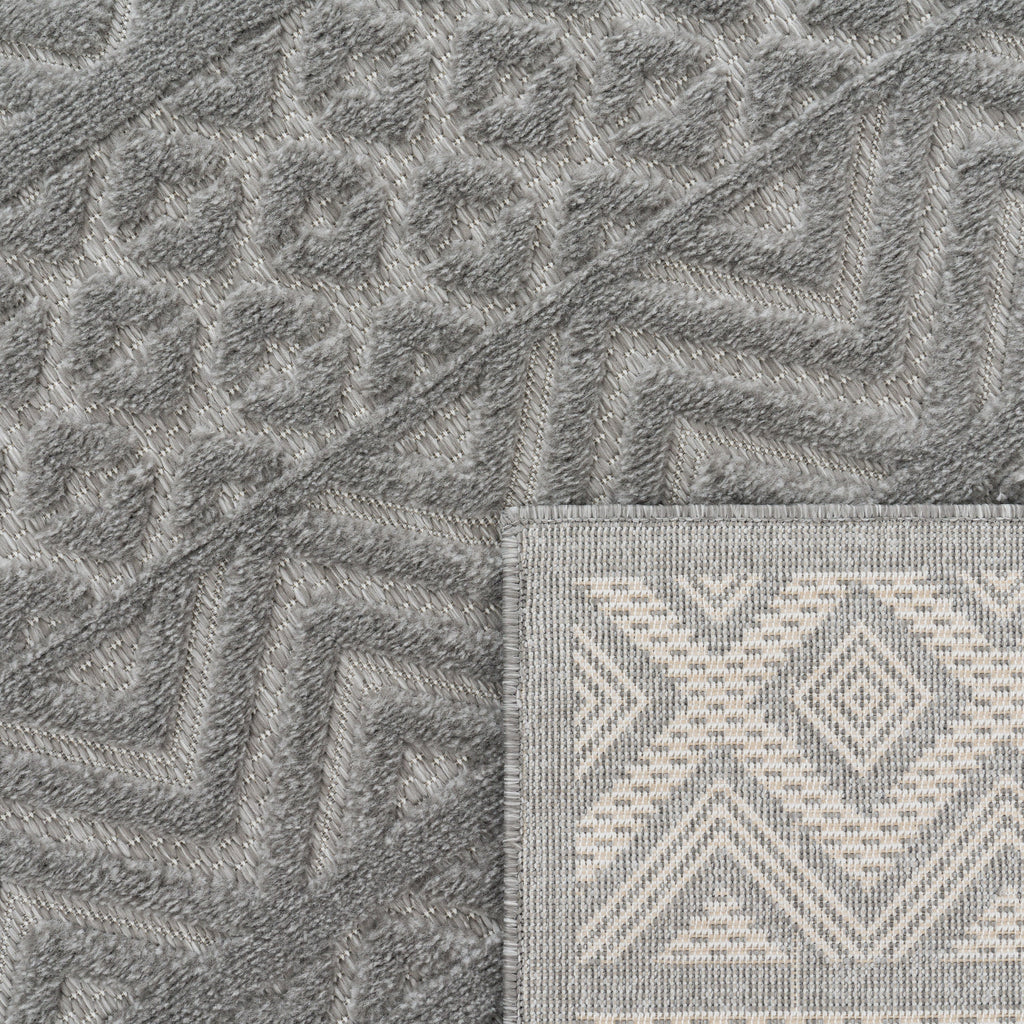 Outdoor Rug Livorno Boho High-Low Pattern In Grey