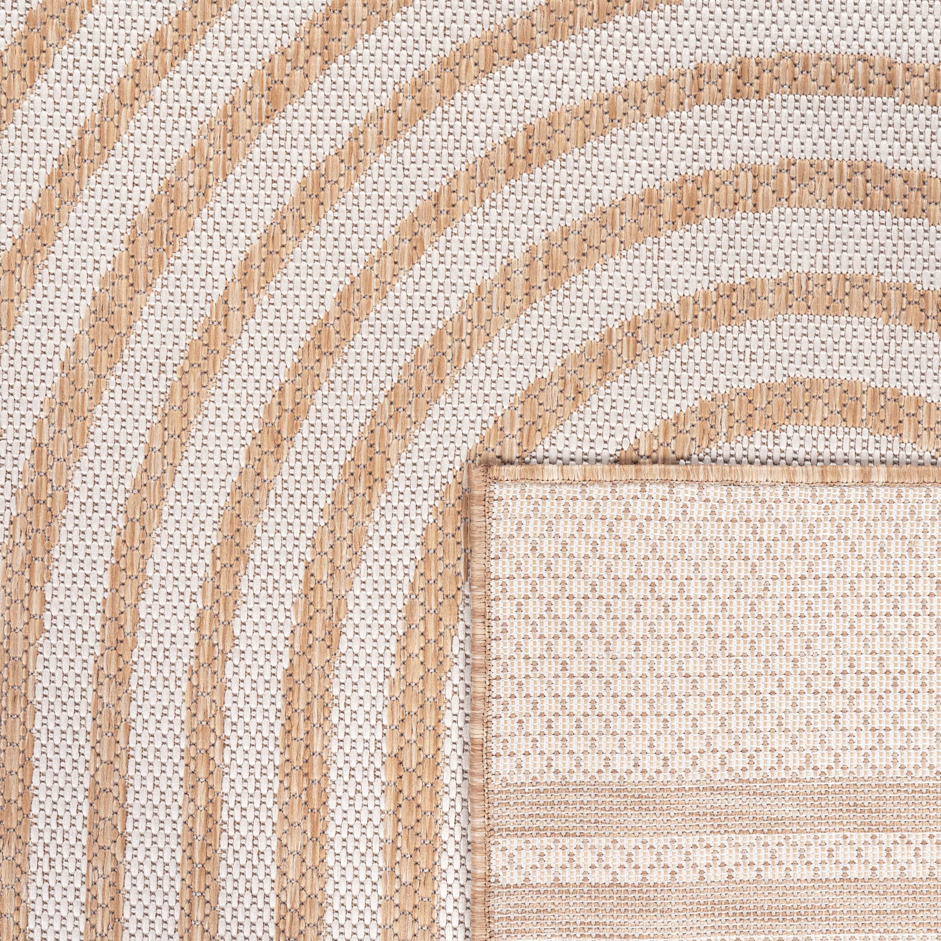 Outdoor Rug Captera with Minimalistic Line Pattern in Nature Beige
