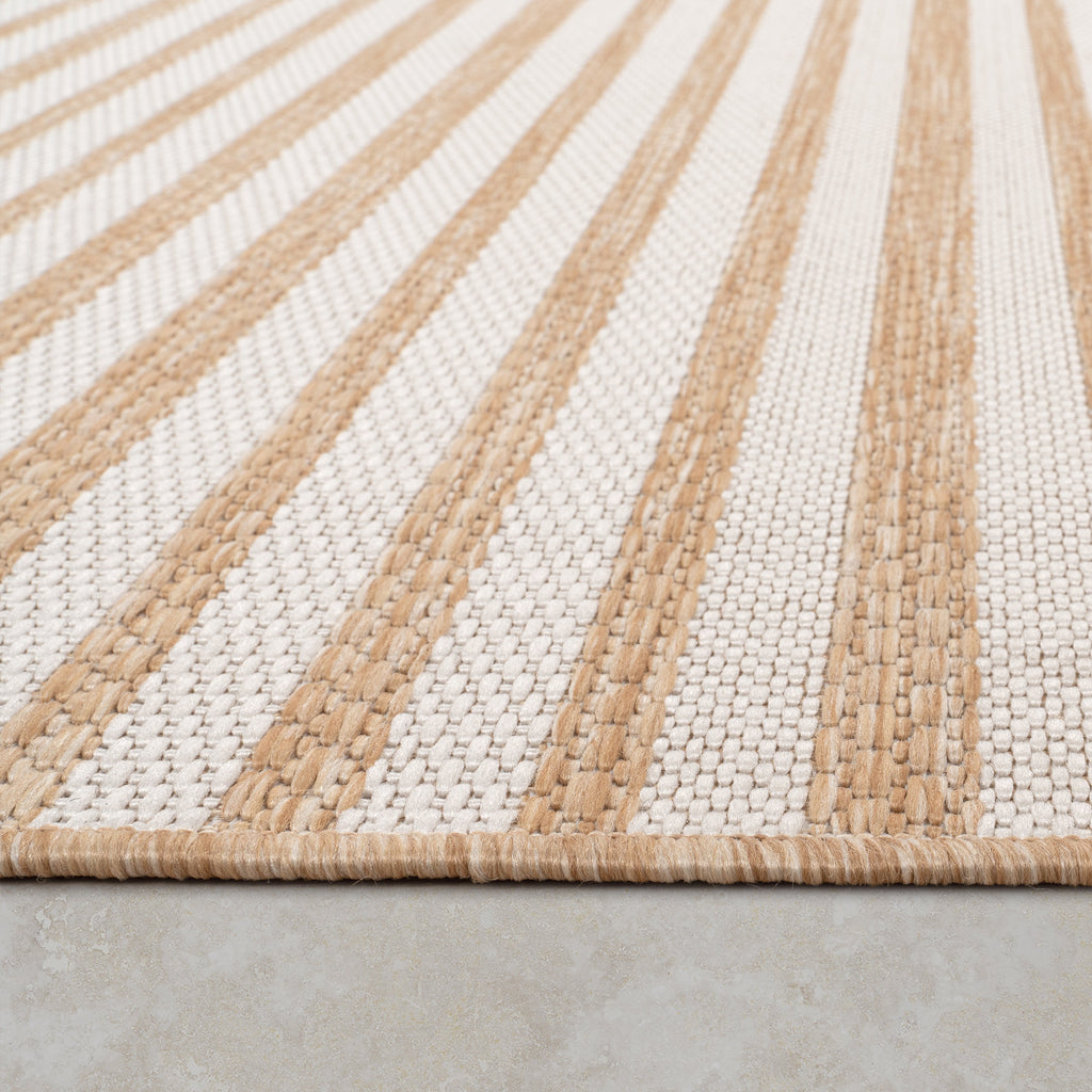 Outdoor Rug Captera with Minimalistic Line Pattern in Nature Beige