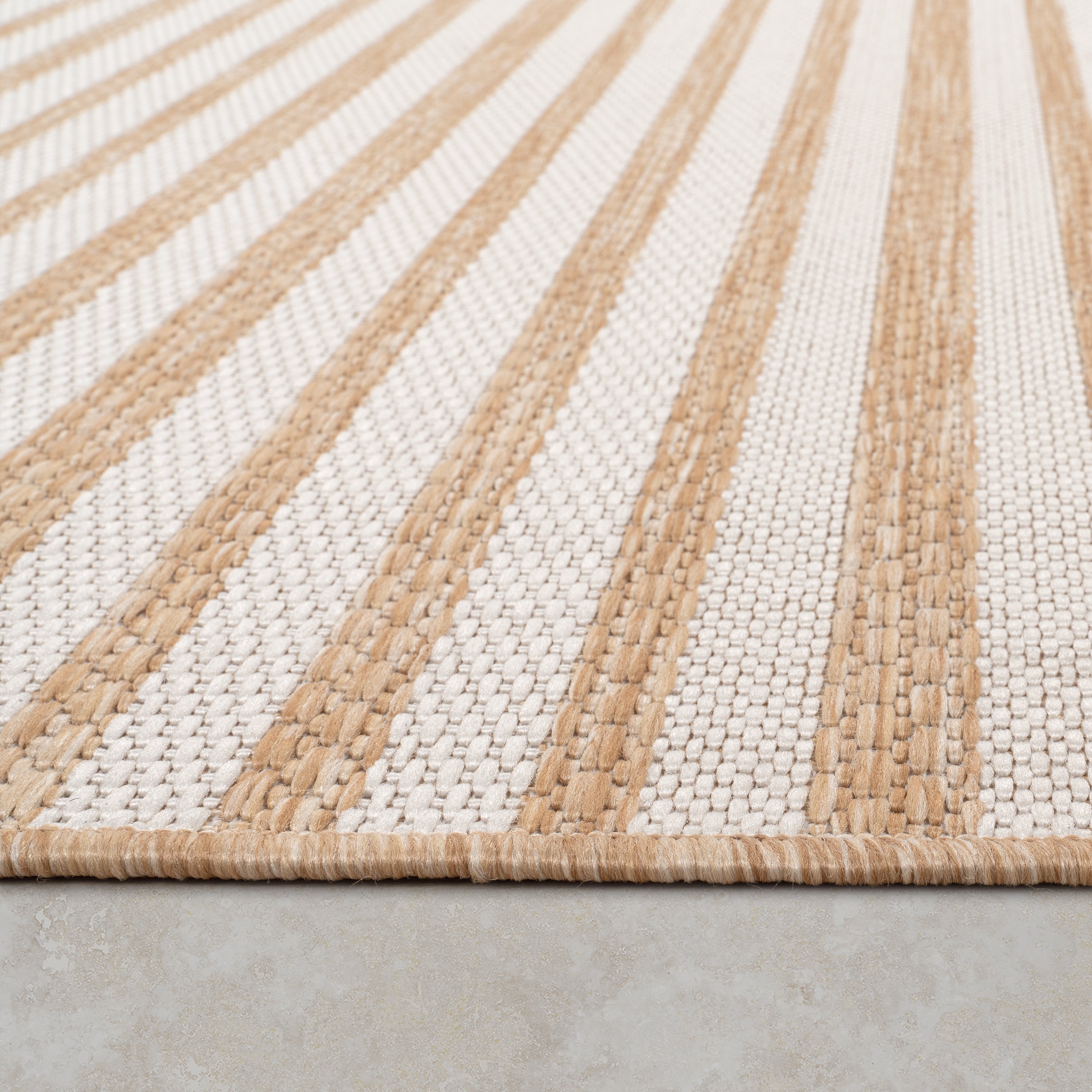 Outdoor Rug Captera with Minimalistic Line Pattern in Nature Beige