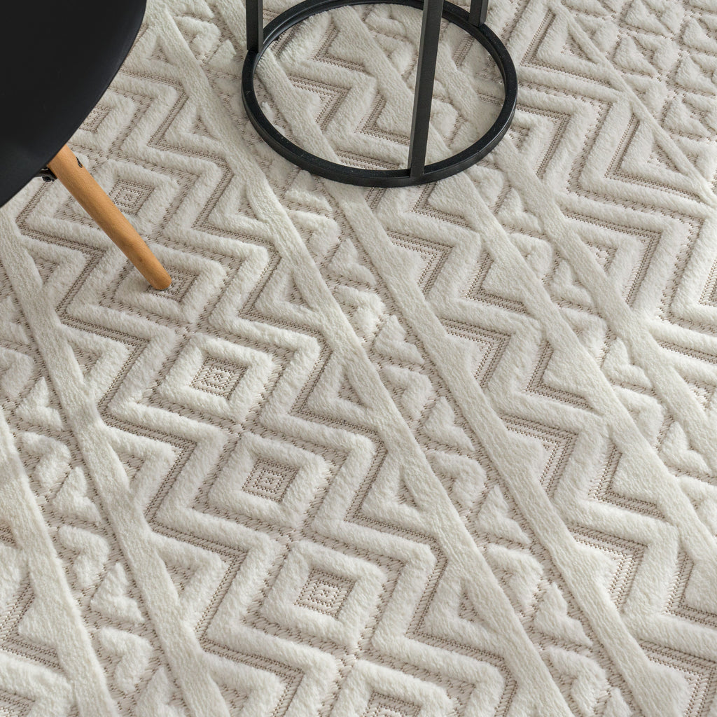 Outdoor Rug Livorno Boho High-Low Pattern In Cream