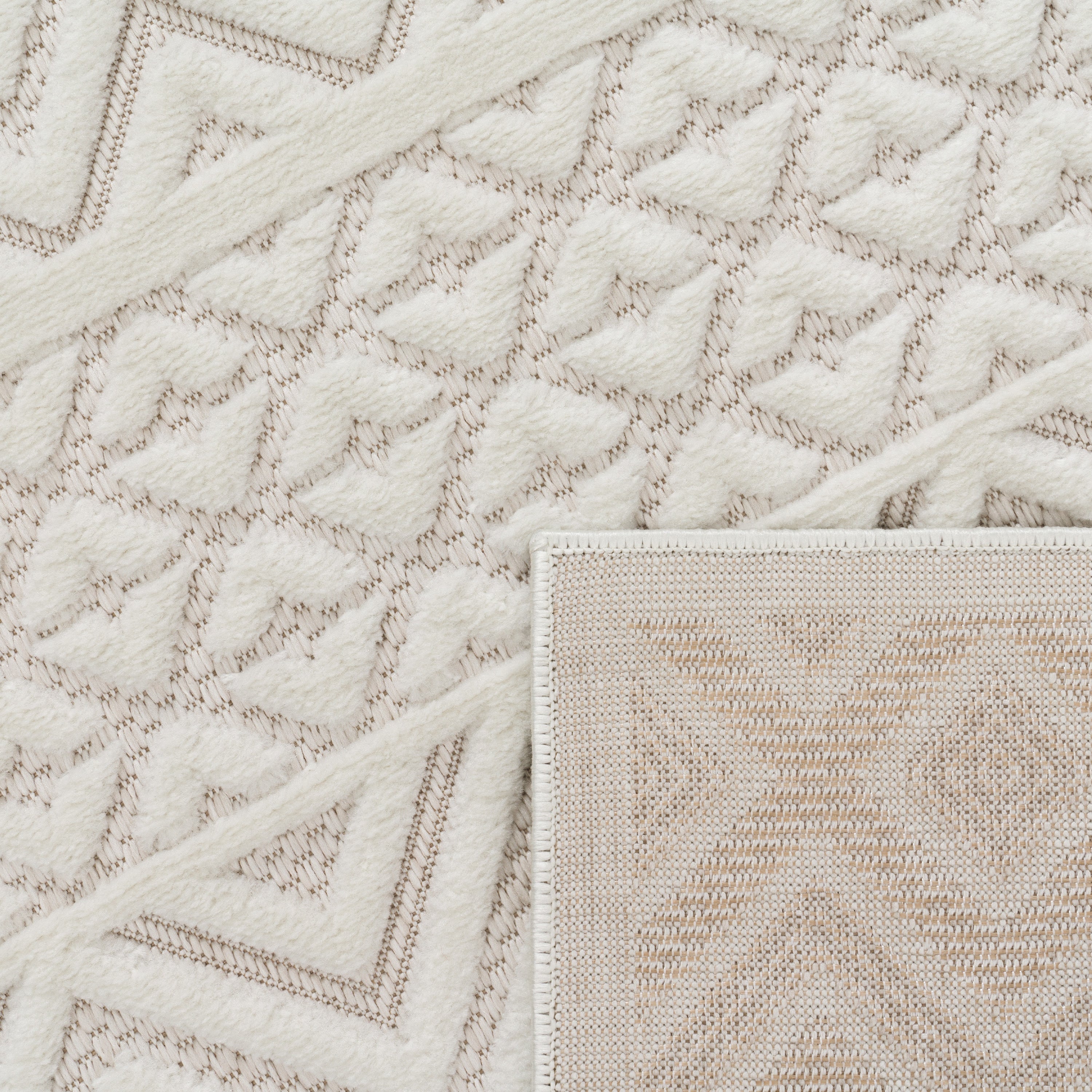 Outdoor Rug Livorno Boho High-Low Pattern In Cream