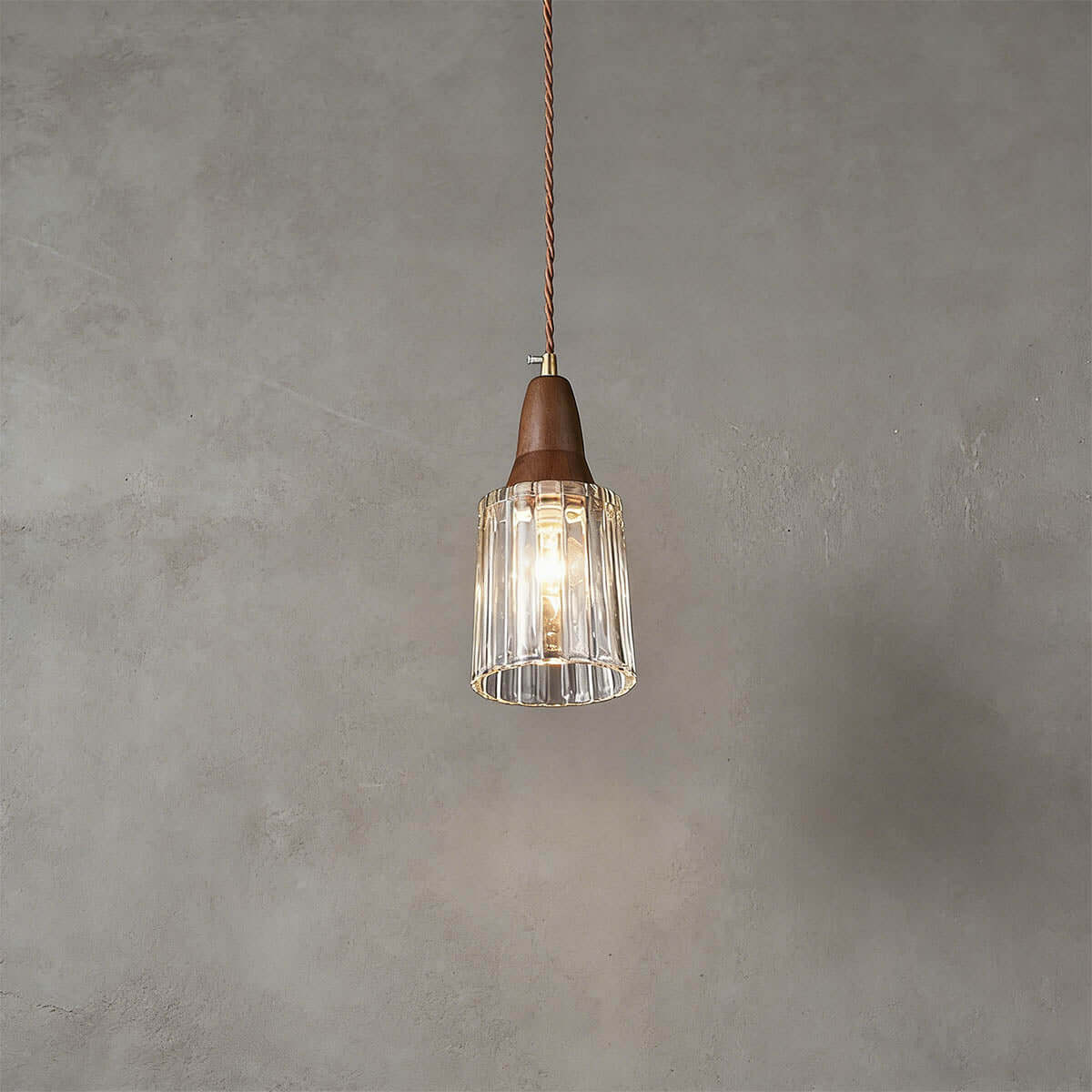 Parve Glass & Wood Pendant Light | Wabi-Sabi Small Hanging Lamp