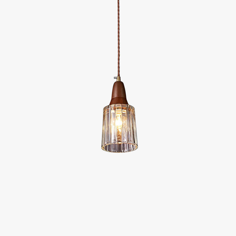 Parve Glass & Wood Pendant Light | Wabi-Sabi Small Hanging Lamp