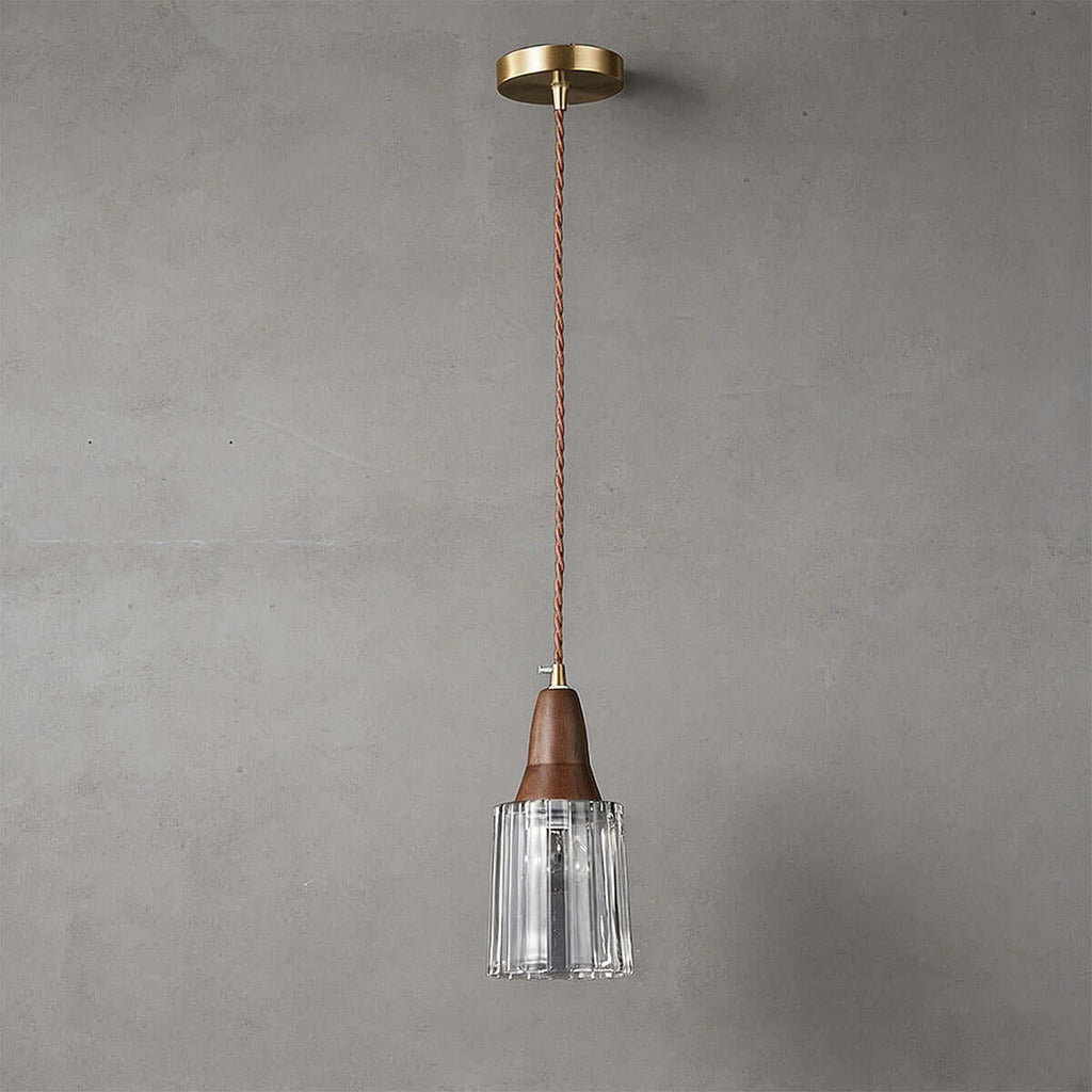 Parve Glass & Wood Pendant Light | Wabi-Sabi Small Hanging Lamp