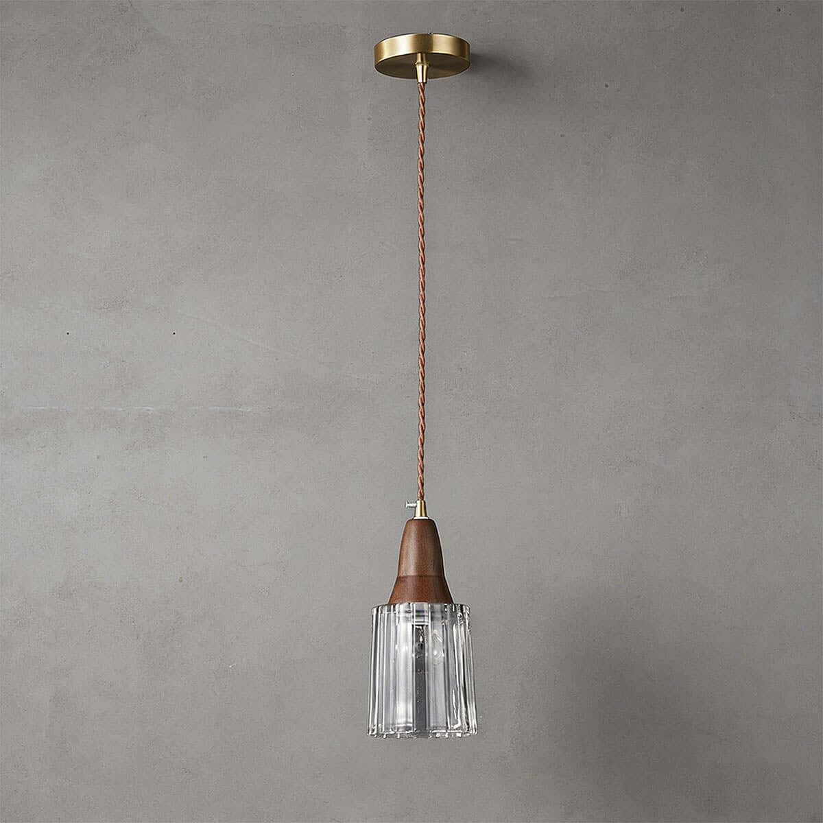 Parve Glass & Wood Pendant Light | Wabi-Sabi Small Hanging Lamp