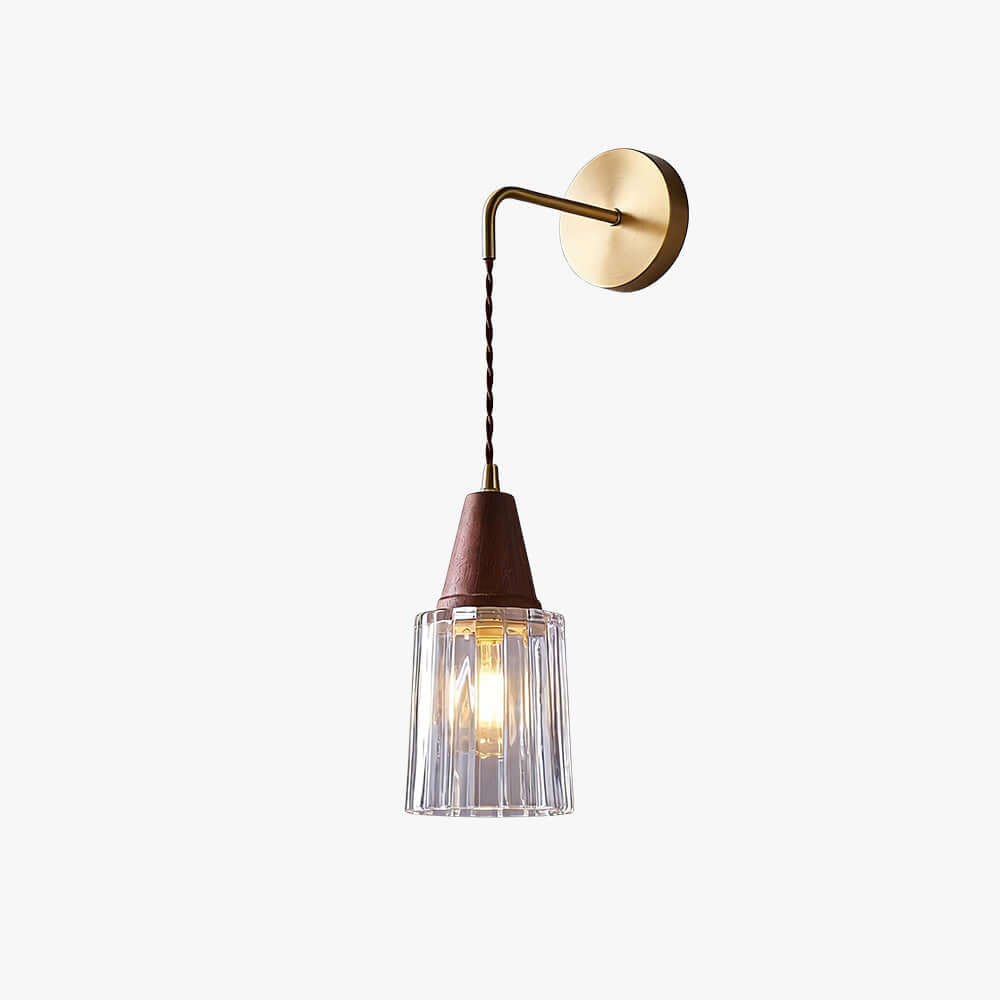 Parve Brass & Glass Wall Light | Wabi-Sabi Bedside Corner Sconce