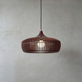 Pirevo Boho Wood Pendant Light | Wide Bowl Hanging Lamp