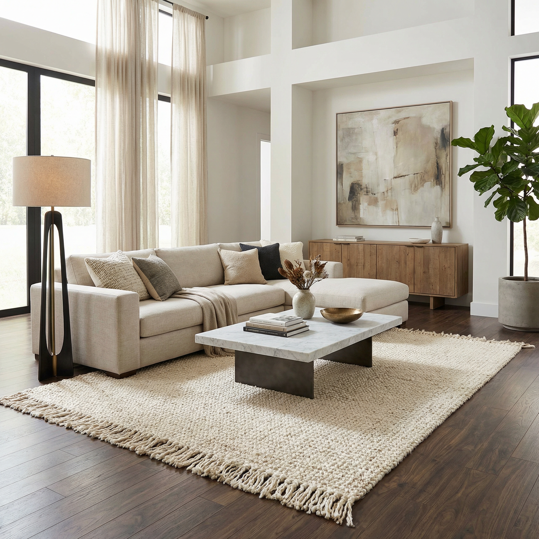 Senneterre Bleached Jute Area Rug