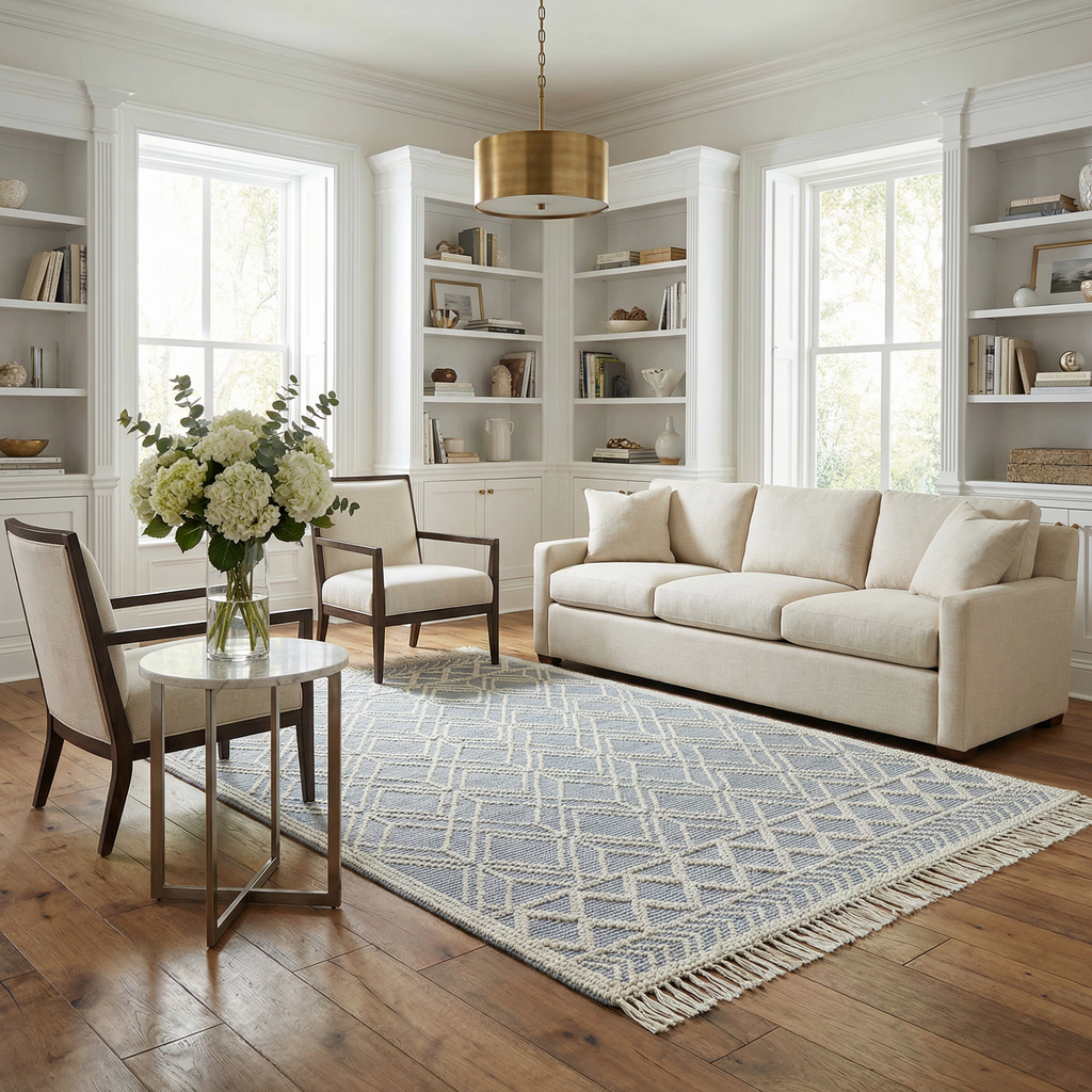 Ramsbury Trellis Wool & Cotton Area Rug
