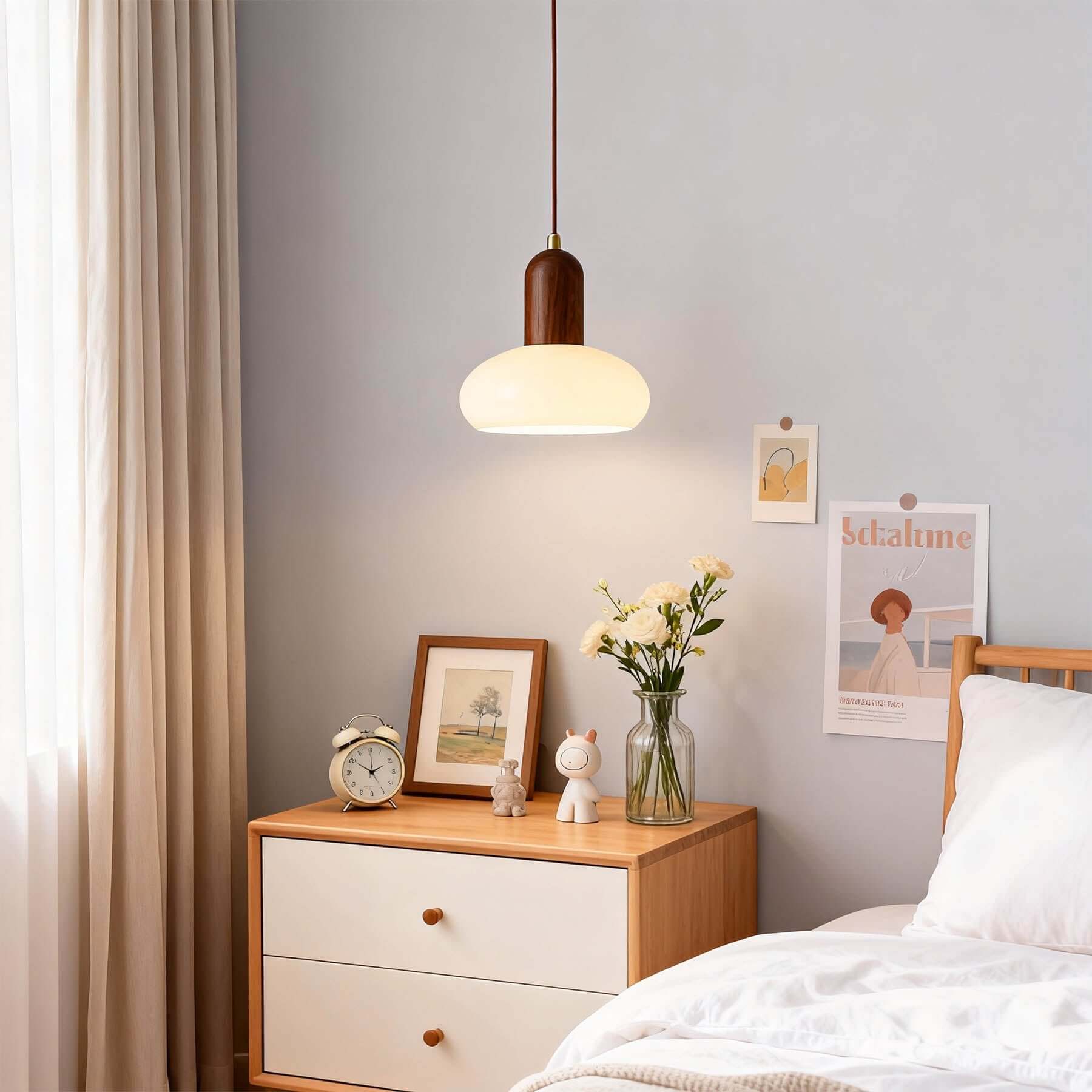 Qalivo Milk Glass Pendant Lamp | Wabi-Sabi Dome Hanging Light