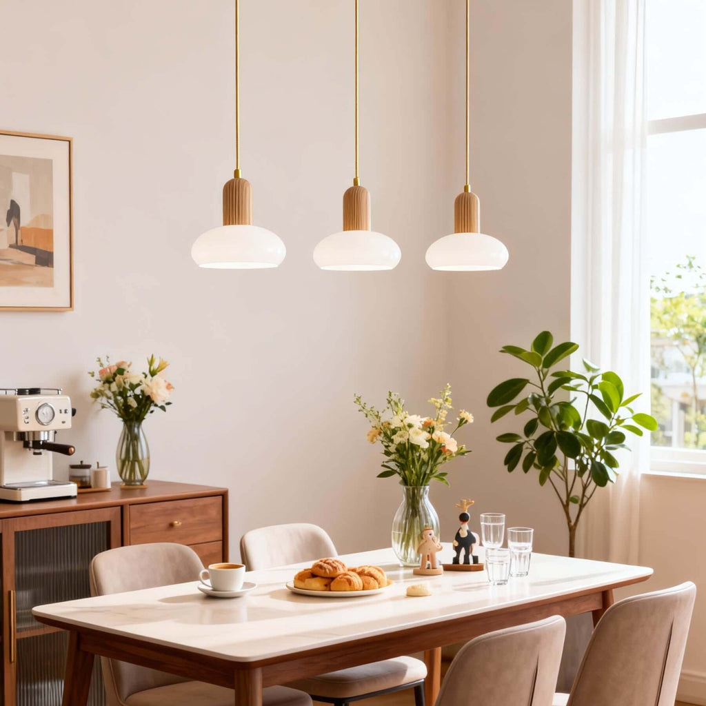 Qalivo Milk Glass Pendant Lamp | Wabi-Sabi Dome Hanging Light