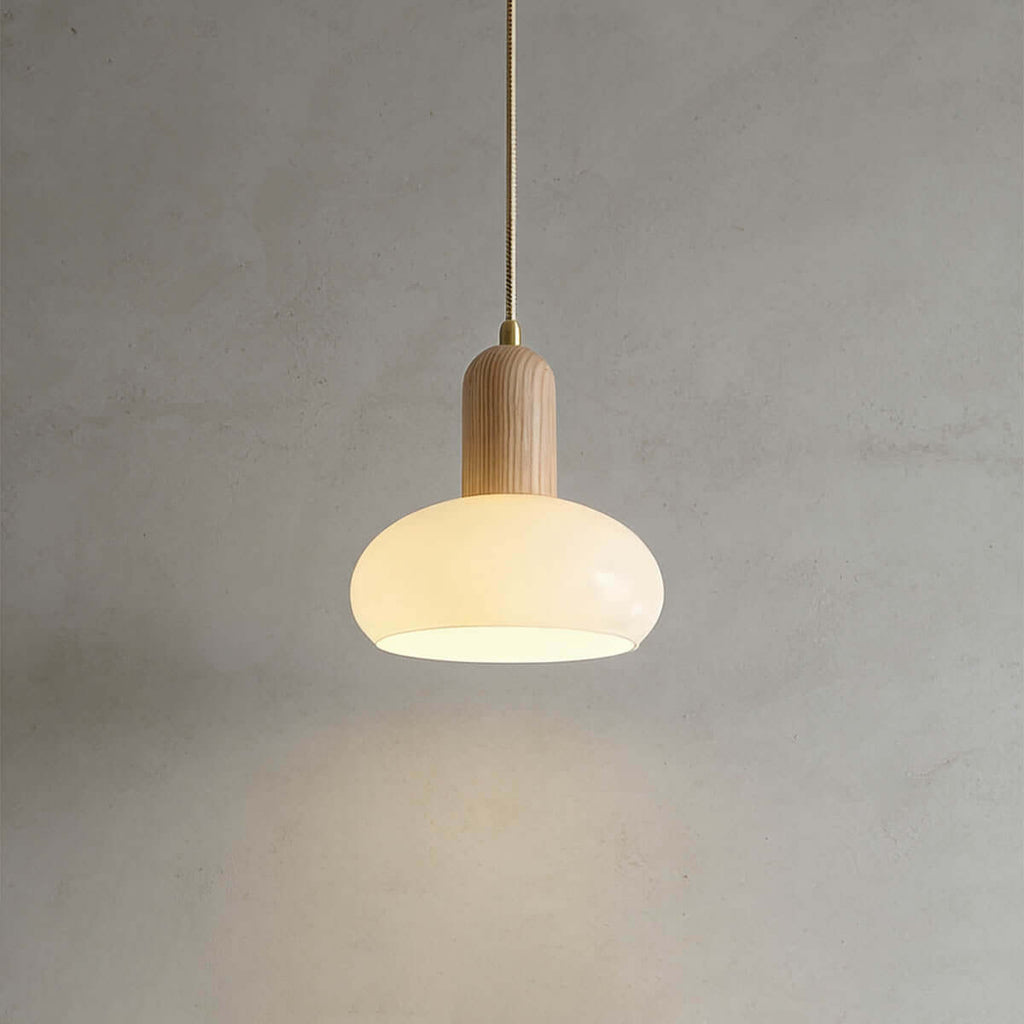 Qalivo Milk Glass Pendant Lamp | Wabi-Sabi Dome Hanging Light