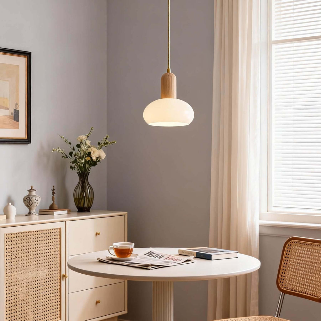 Qalivo Milk Glass Pendant Lamp | Wabi-Sabi Dome Hanging Light