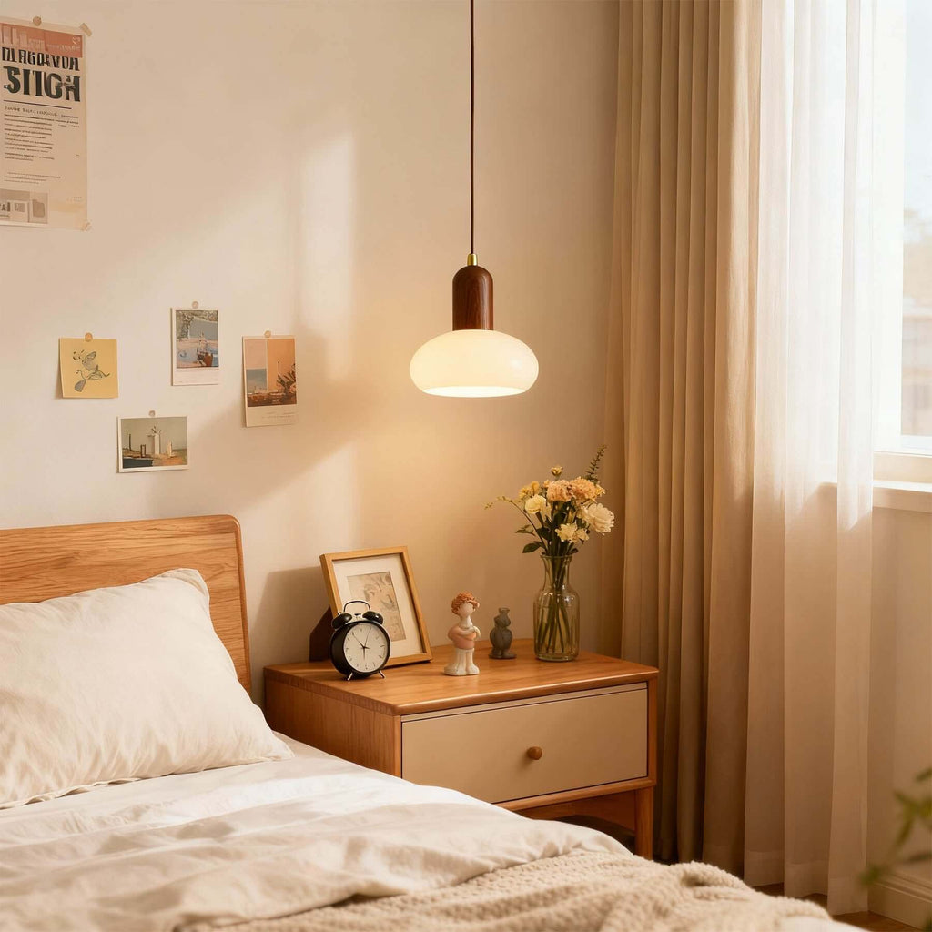 Qalivo Milk Glass Pendant Lamp | Wabi-Sabi Dome Hanging Light