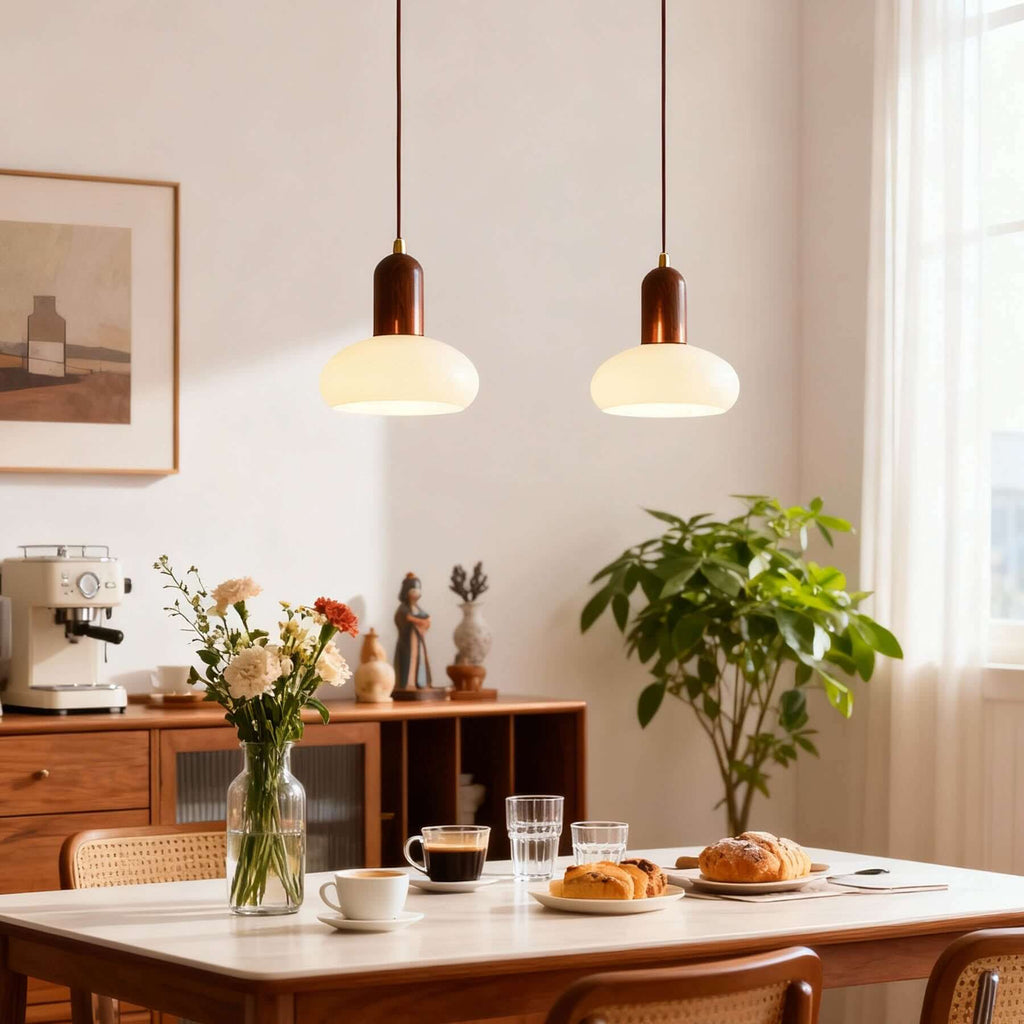 Qalivo Milk Glass Pendant Lamp | Wabi-Sabi Dome Hanging Light