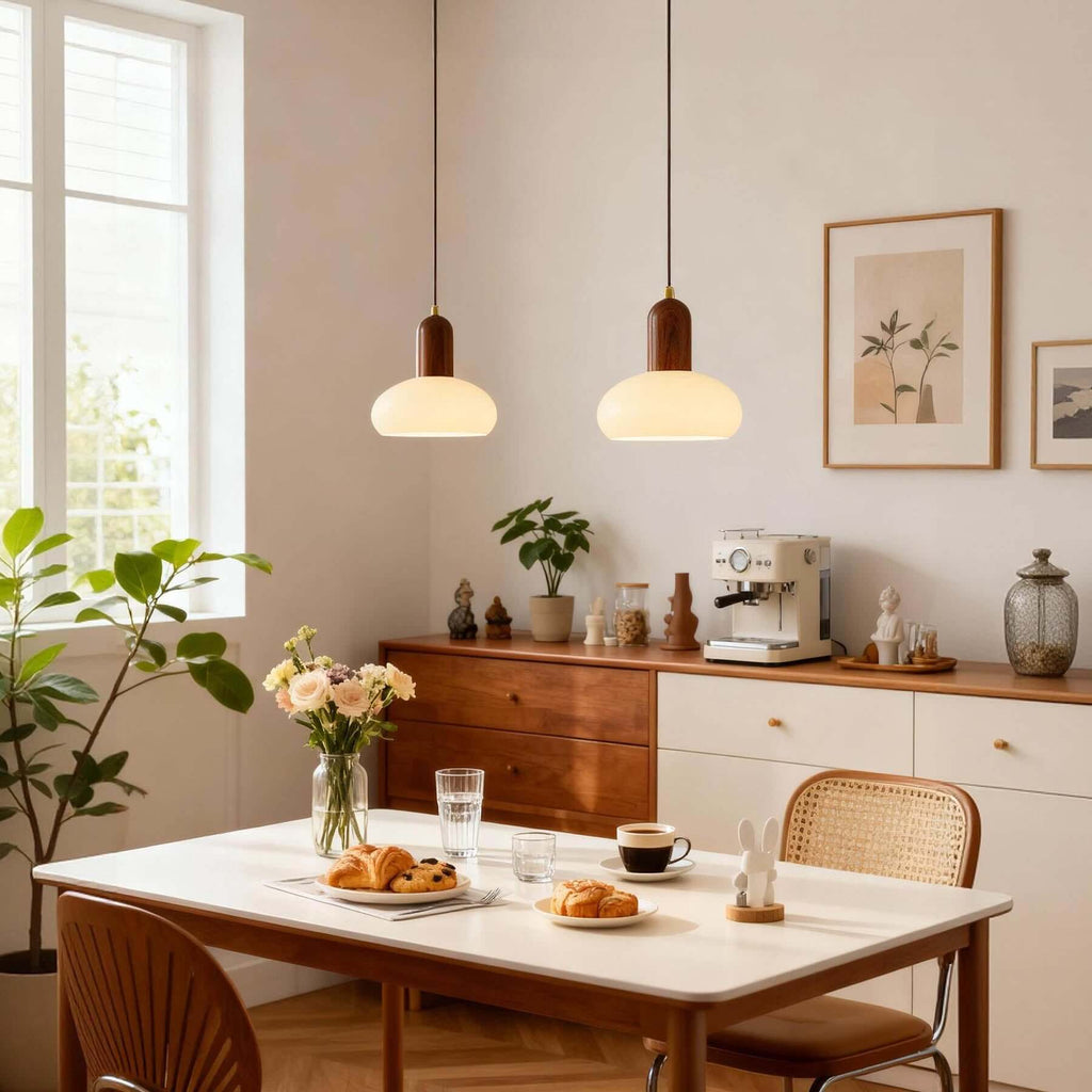 Qalivo Milk Glass Pendant Lamp | Wabi-Sabi Dome Hanging Light