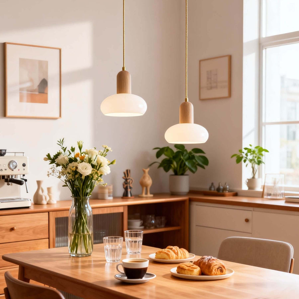 Qalivo Milk Glass Pendant Lamp | Wabi-Sabi Dome Hanging Light