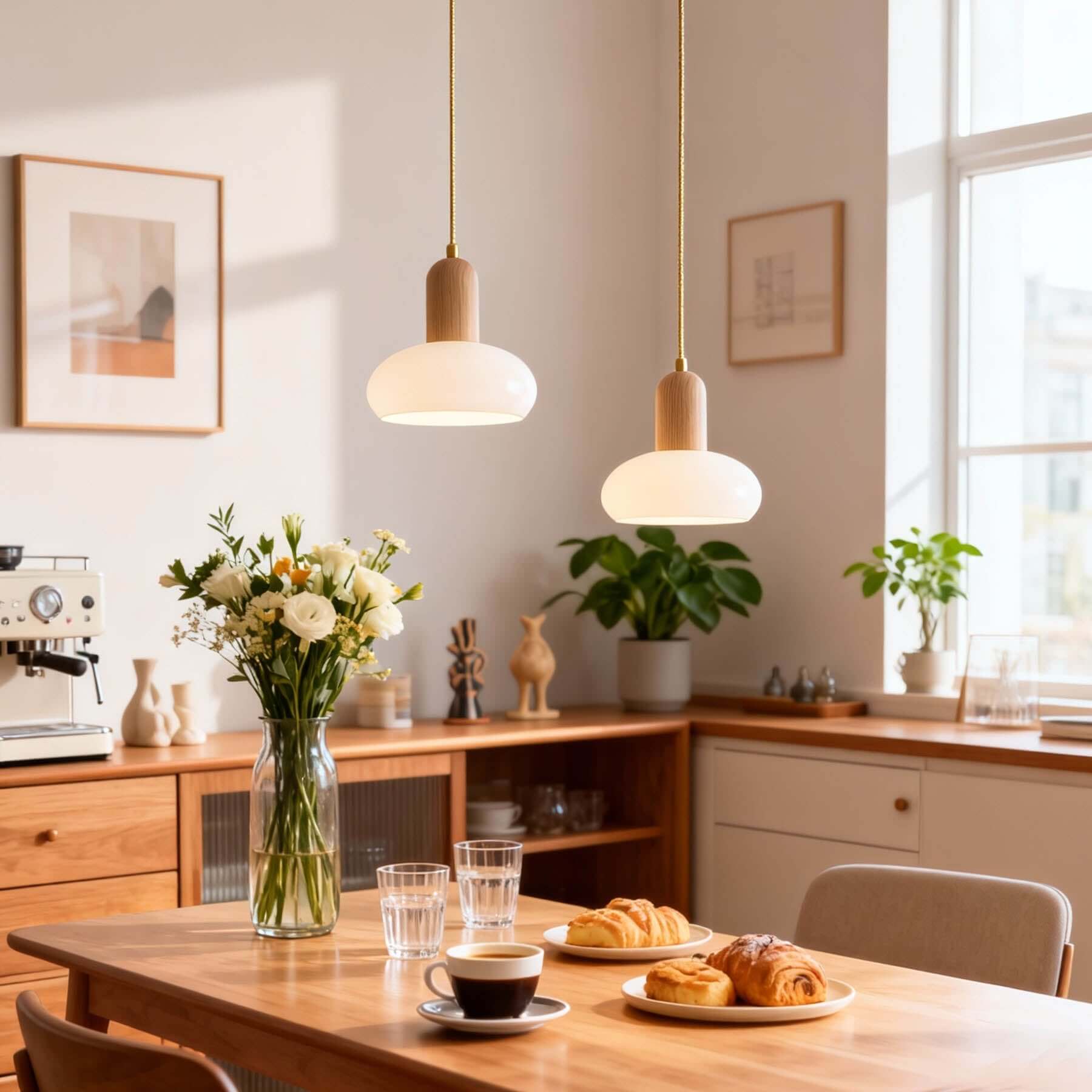 Qalivo Milk Glass Pendant Lamp | Wabi-Sabi Dome Hanging Light
