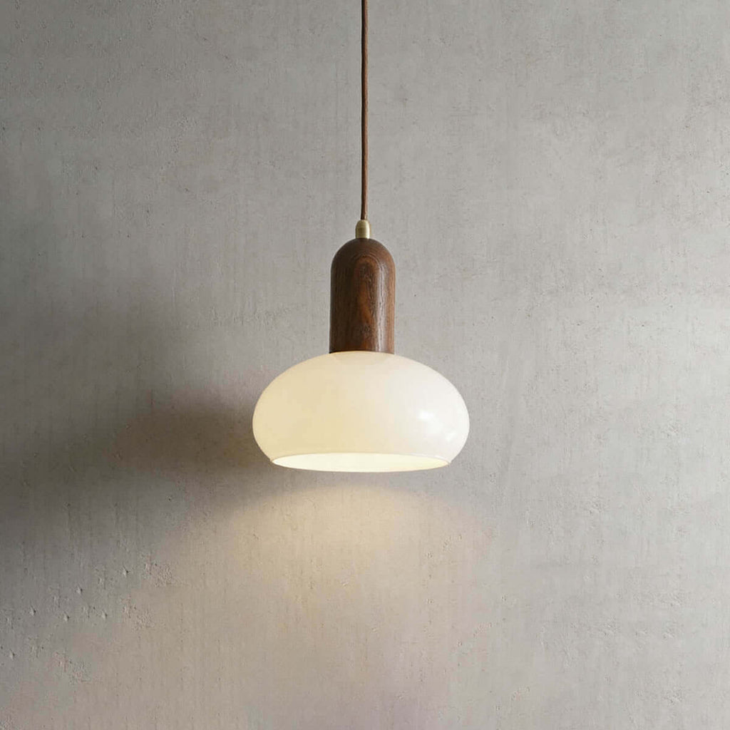 Qalivo Milk Glass Pendant Lamp | Wabi-Sabi Dome Hanging Light