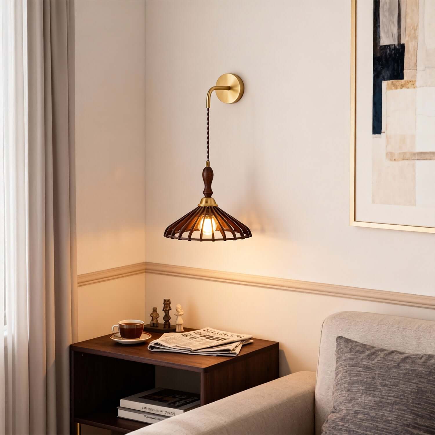 Qarelo Wood Wall Light | Large Bedside Lounge Sconce