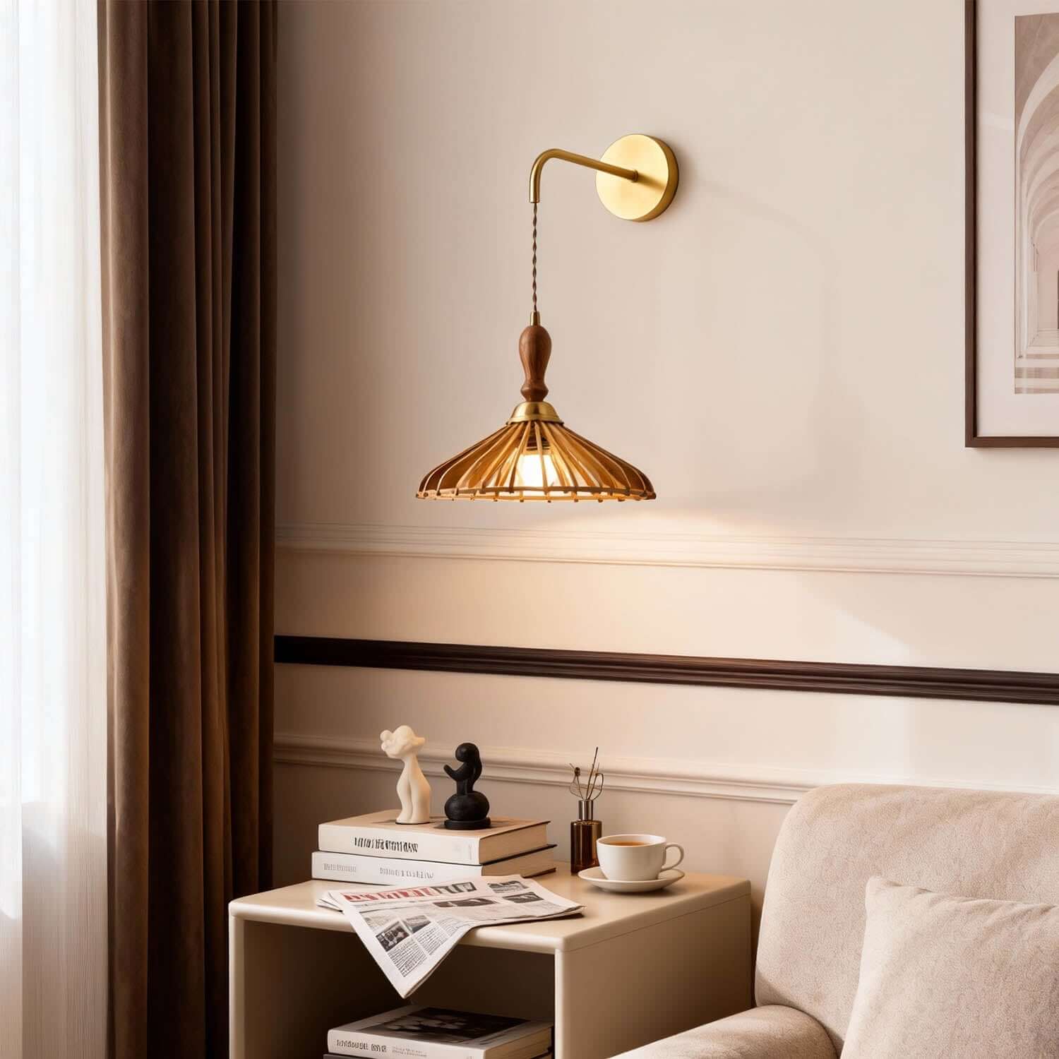 Qarelo Wood Wall Light | Large Bedside Lounge Sconce