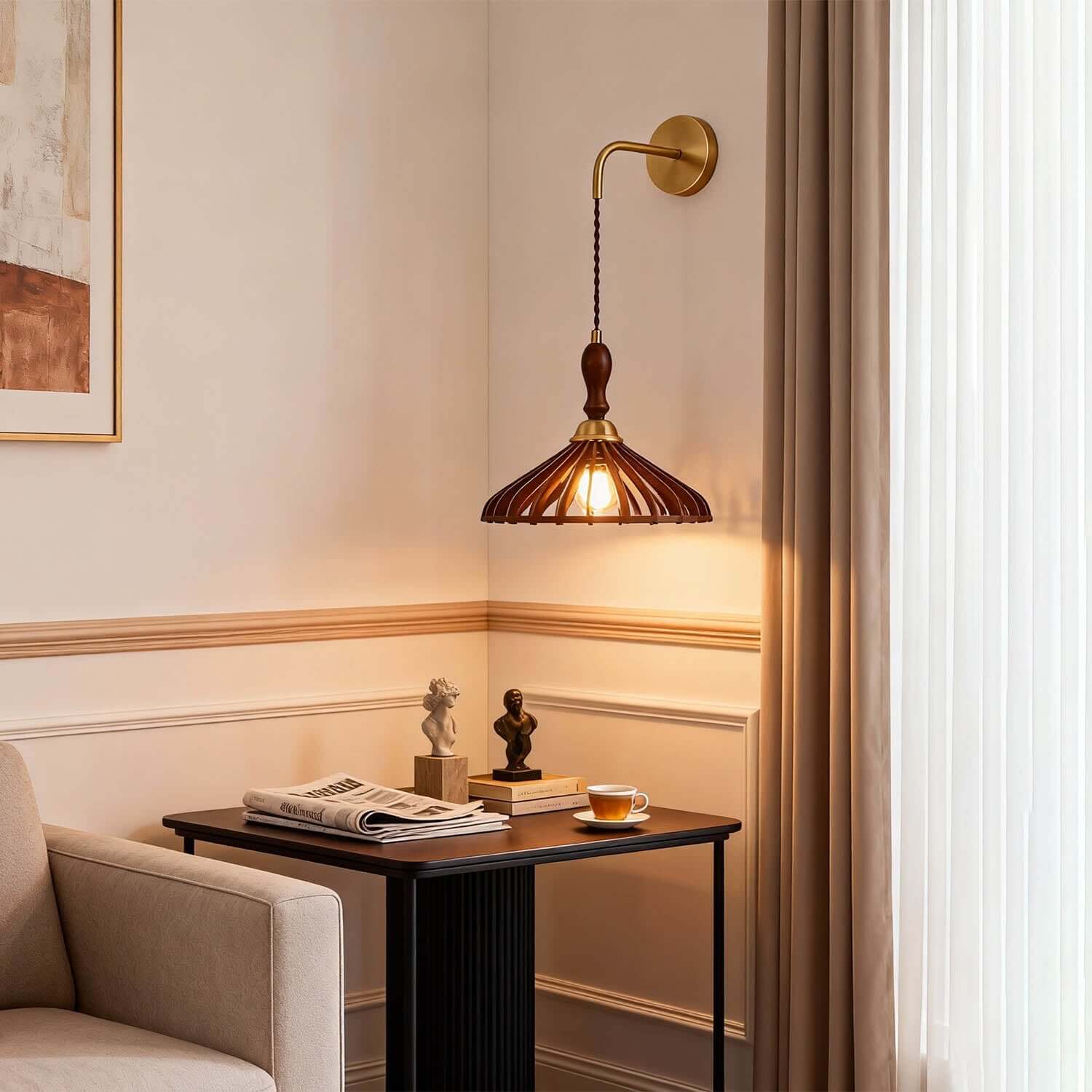 Qarelo Wood Wall Light | Large Bedside Lounge Sconce