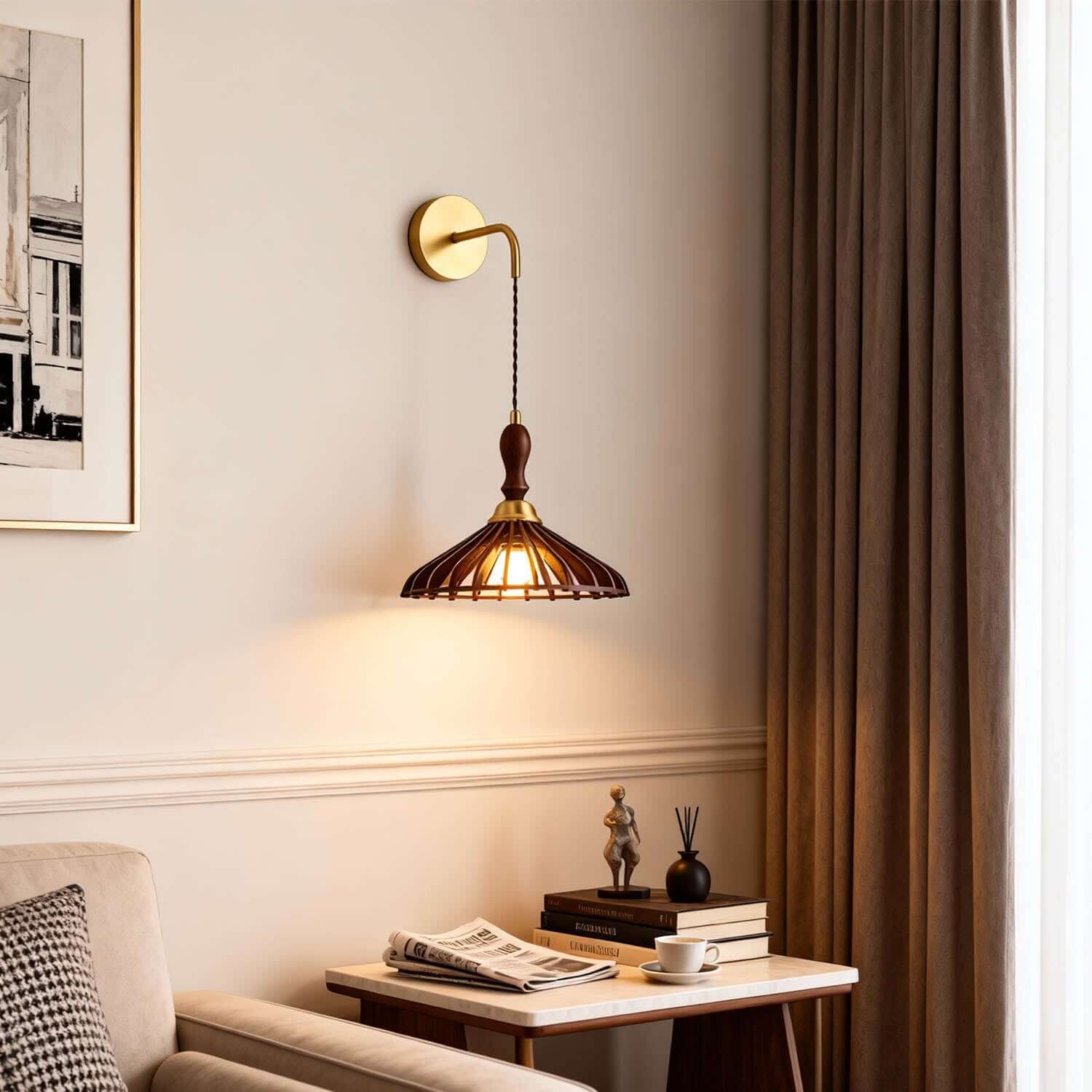 Qarelo Wood Wall Light | Large Bedside Lounge Sconce