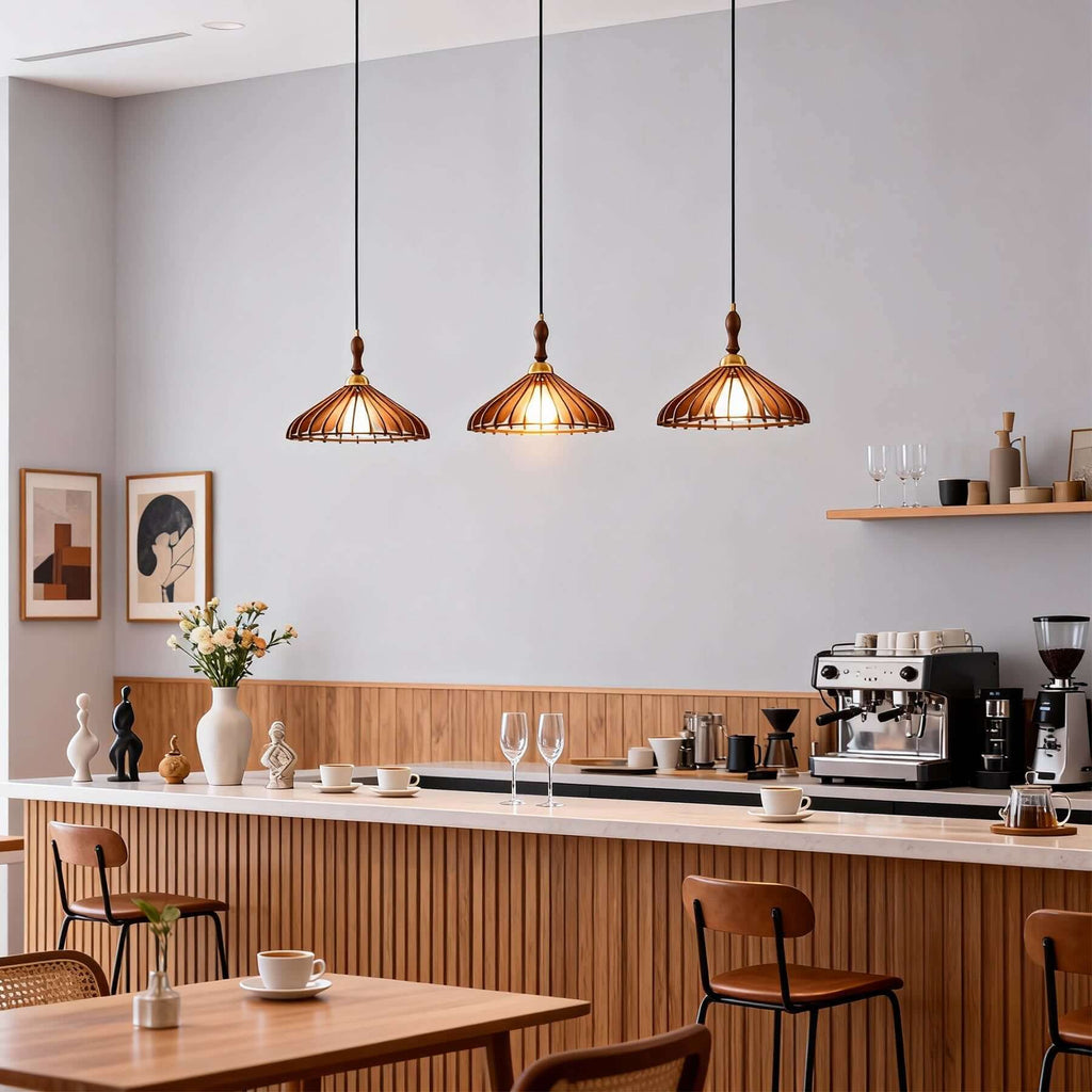 Qarelo Wood Pendant Light | Japanese Conical Island Lamp