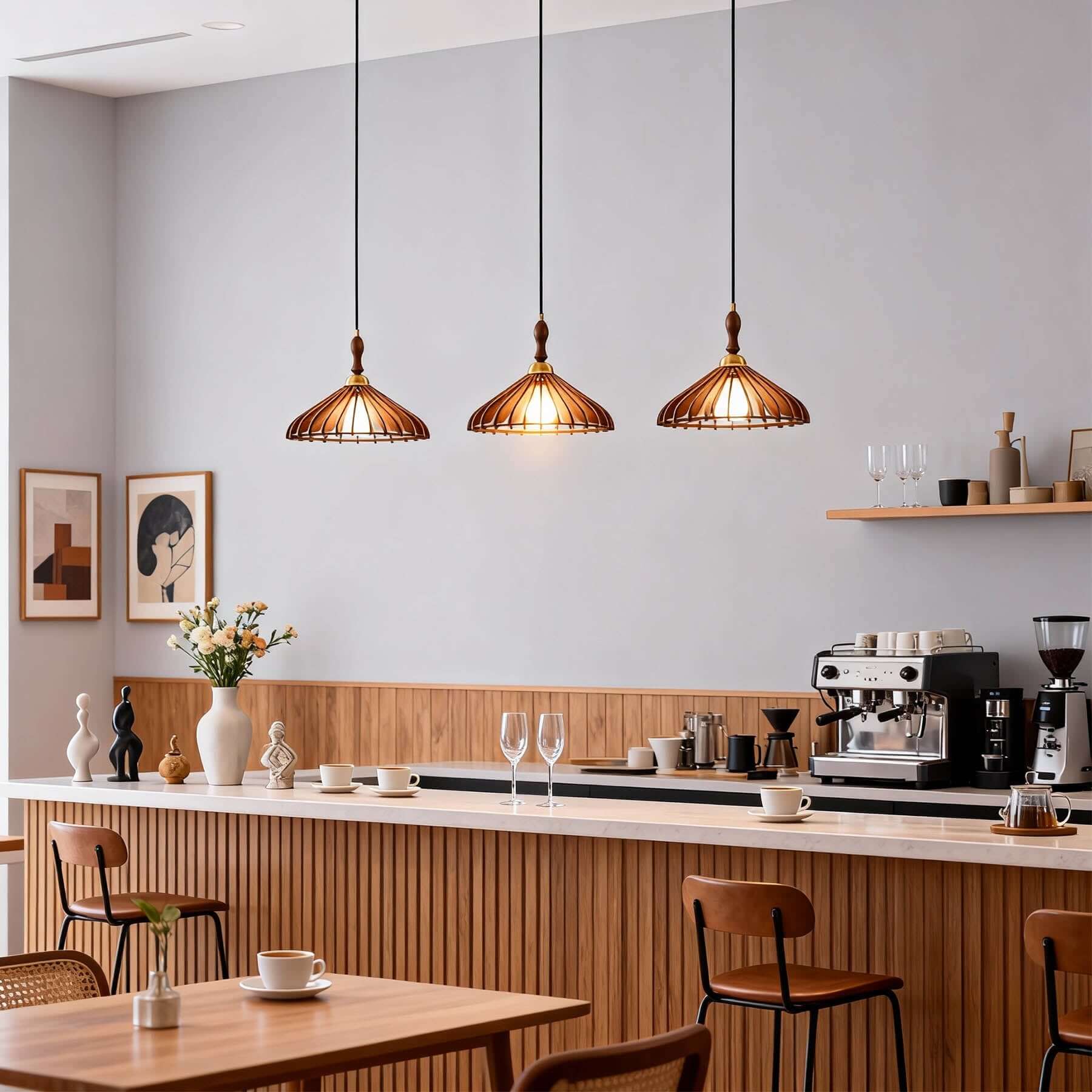 Qarelo Wood Pendant Light | Japanese Conical Island Lamp