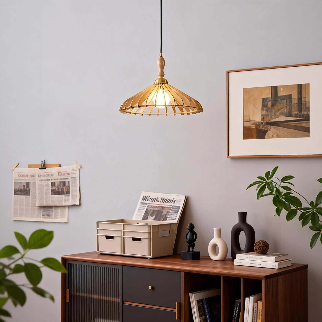 Qarelo Wood Pendant Light | Japanese Conical Island Lamp