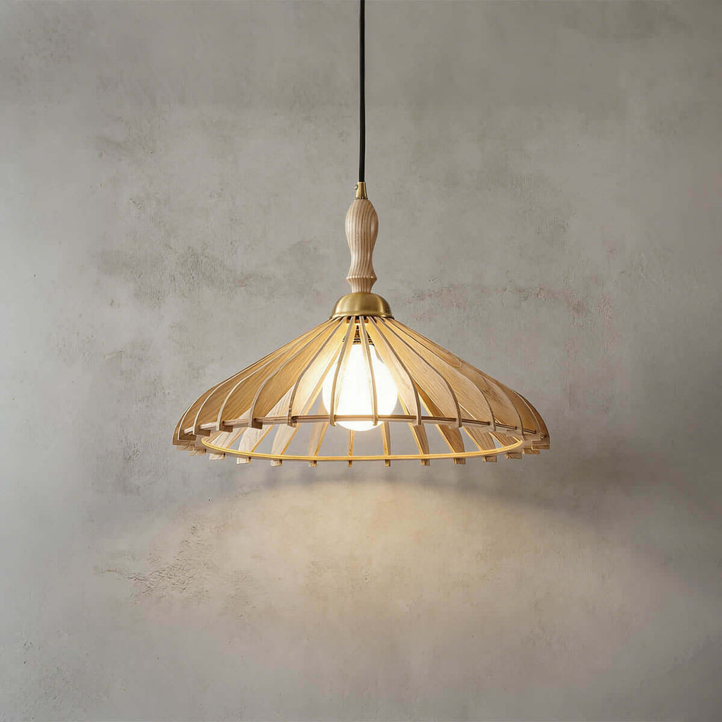 Qarelo Wood Pendant Light | Japanese Conical Island Lamp