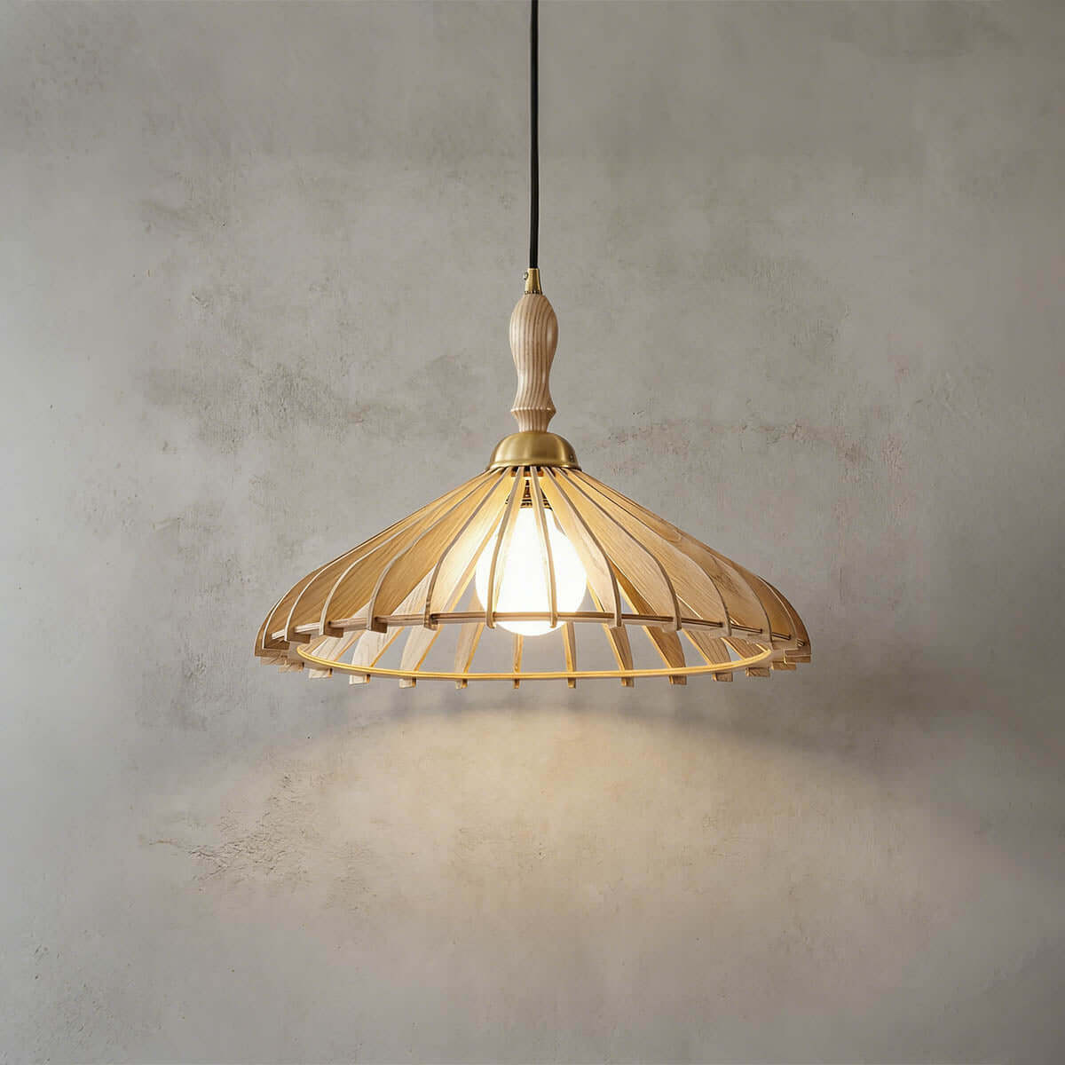 Qarelo Wood Pendant Light | Japanese Conical Island Lamp
