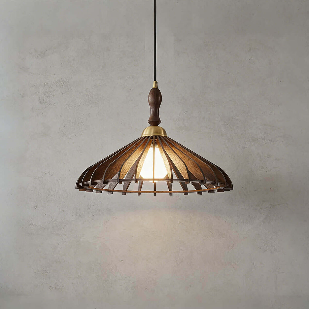 Qarelo Wood Pendant Light | Japanese Conical Island Lamp