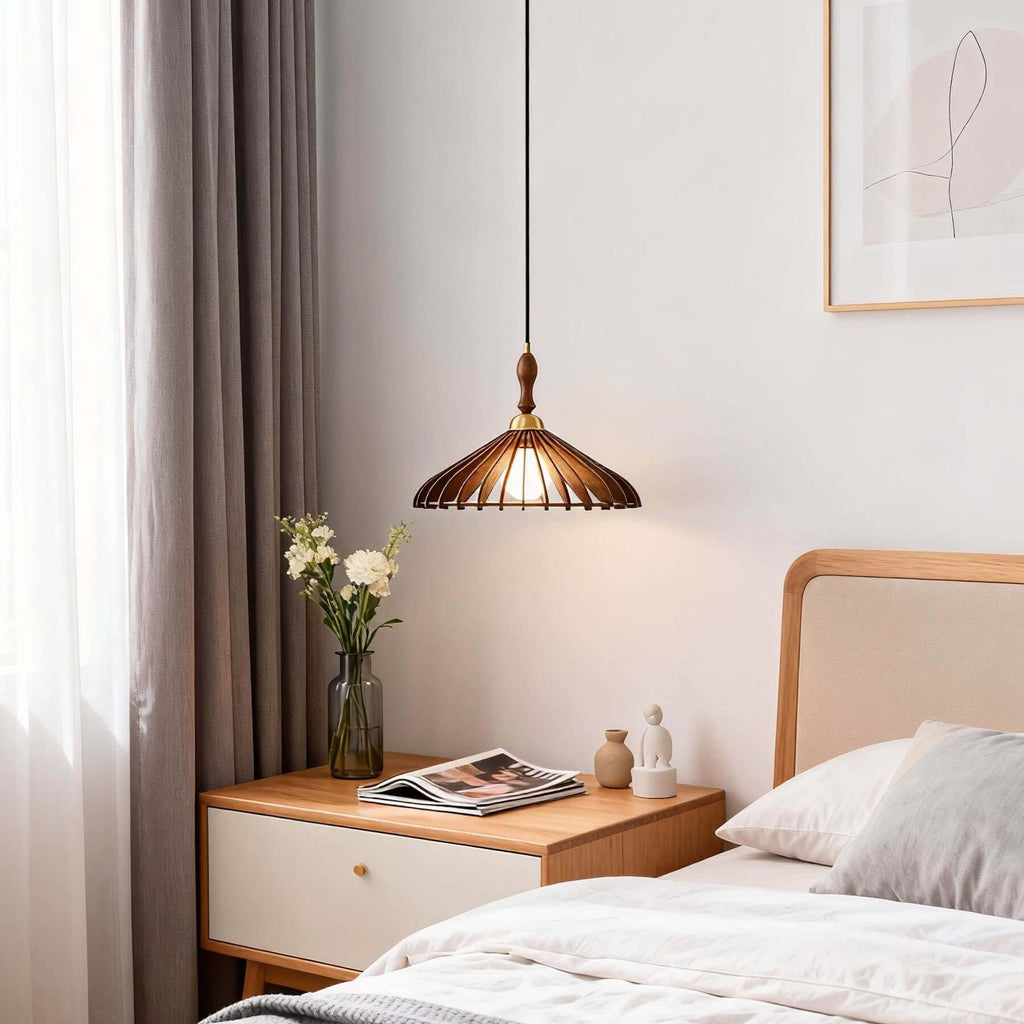 Qarelo Wood Pendant Light | Japanese Conical Island Lamp